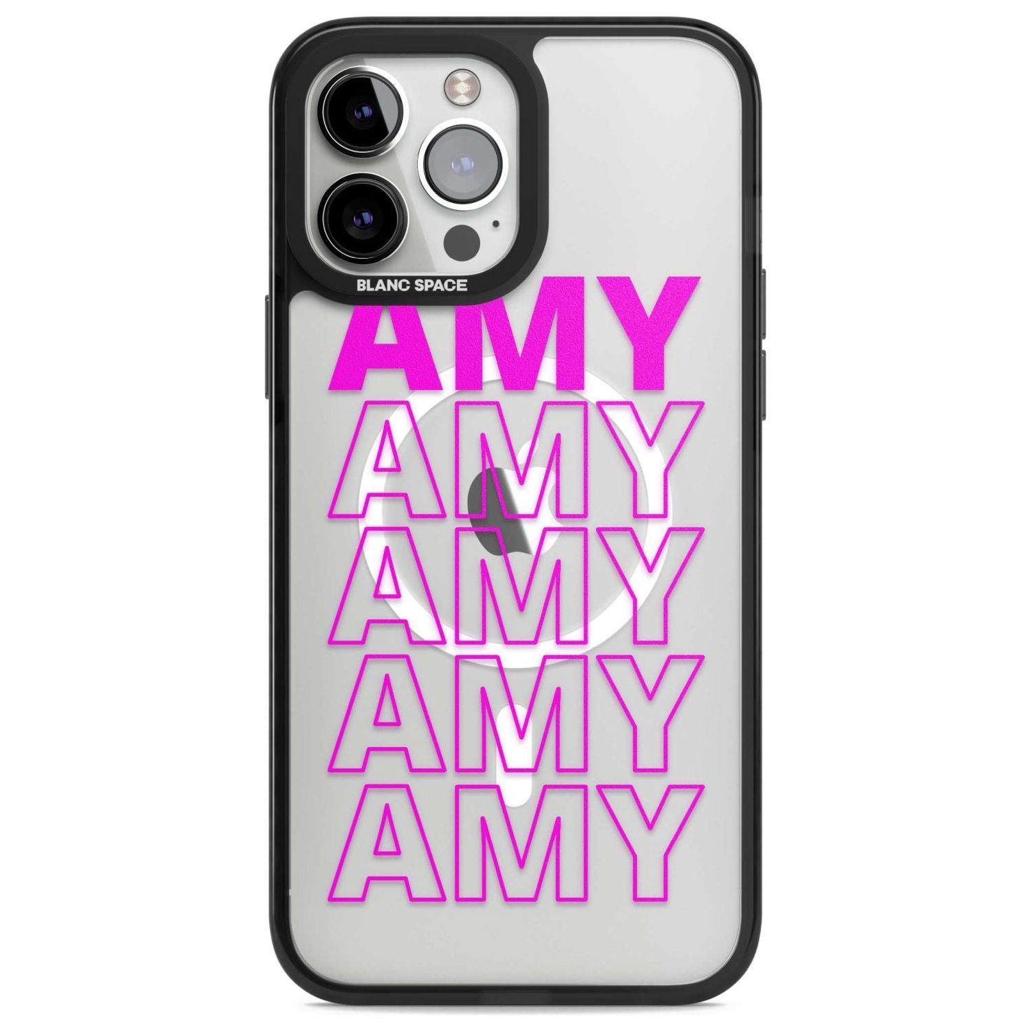 Personalised Clear Text 5D Custom Phone Case iPhone 13 Pro Max / Magsafe Black Impact Case Blanc Space