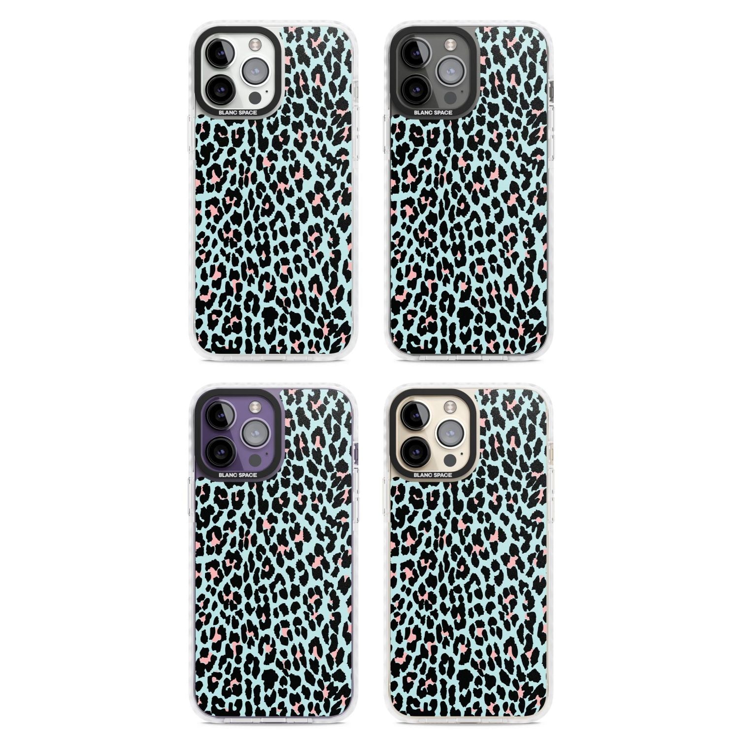 Pastel Blue & Pink Leopard Print