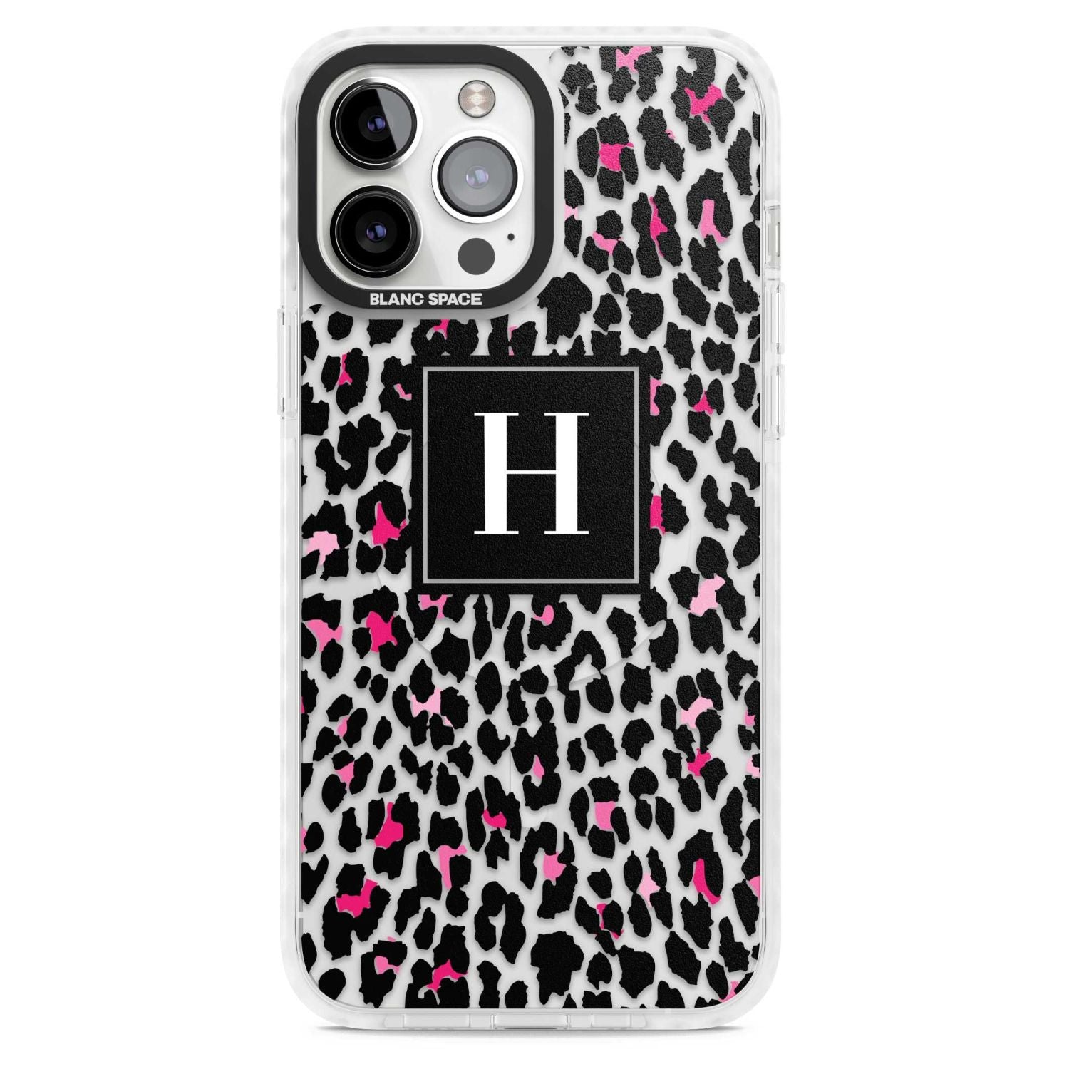 Personalised Clear Pink Leopard Monogram