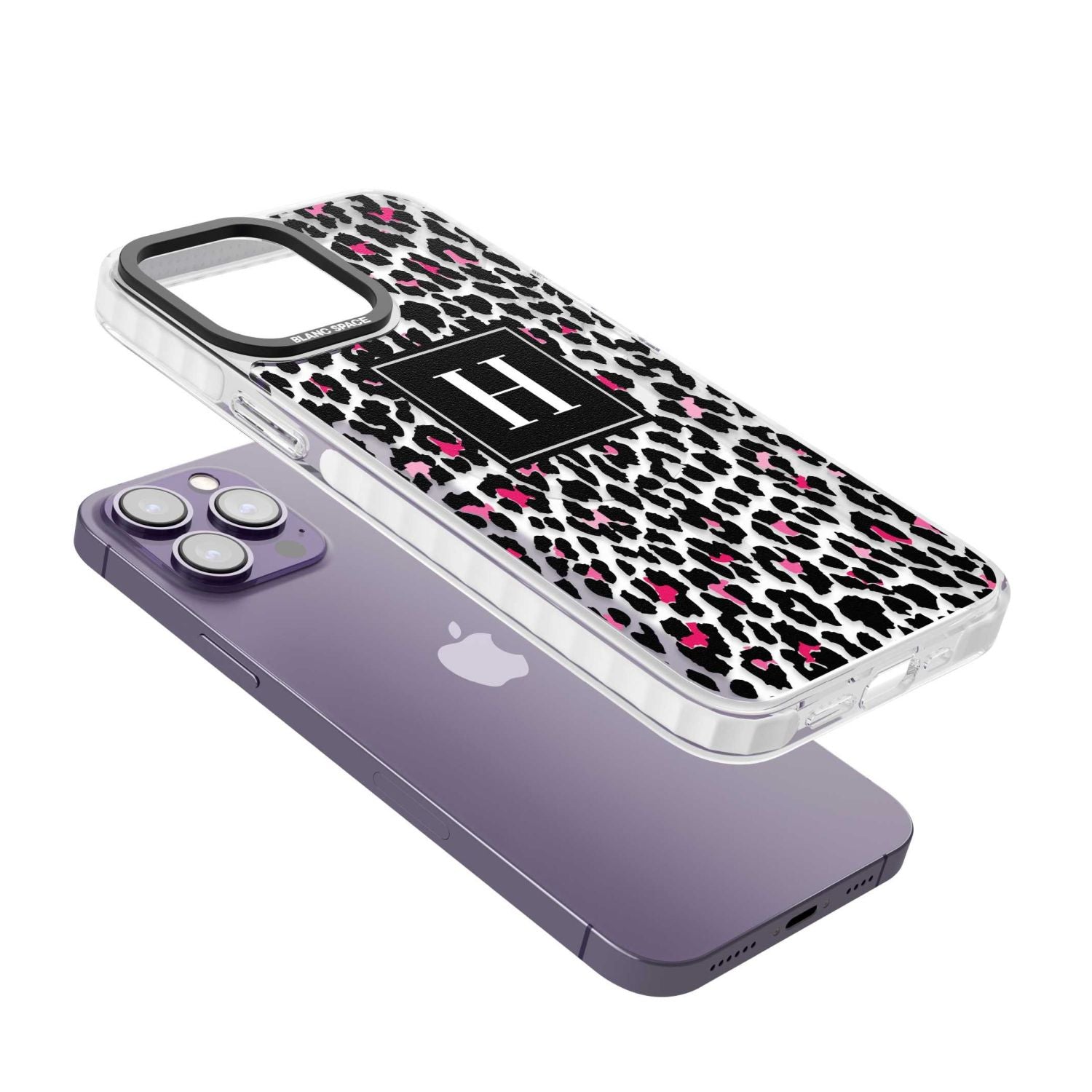 Personalised Clear Pink Leopard Monogram