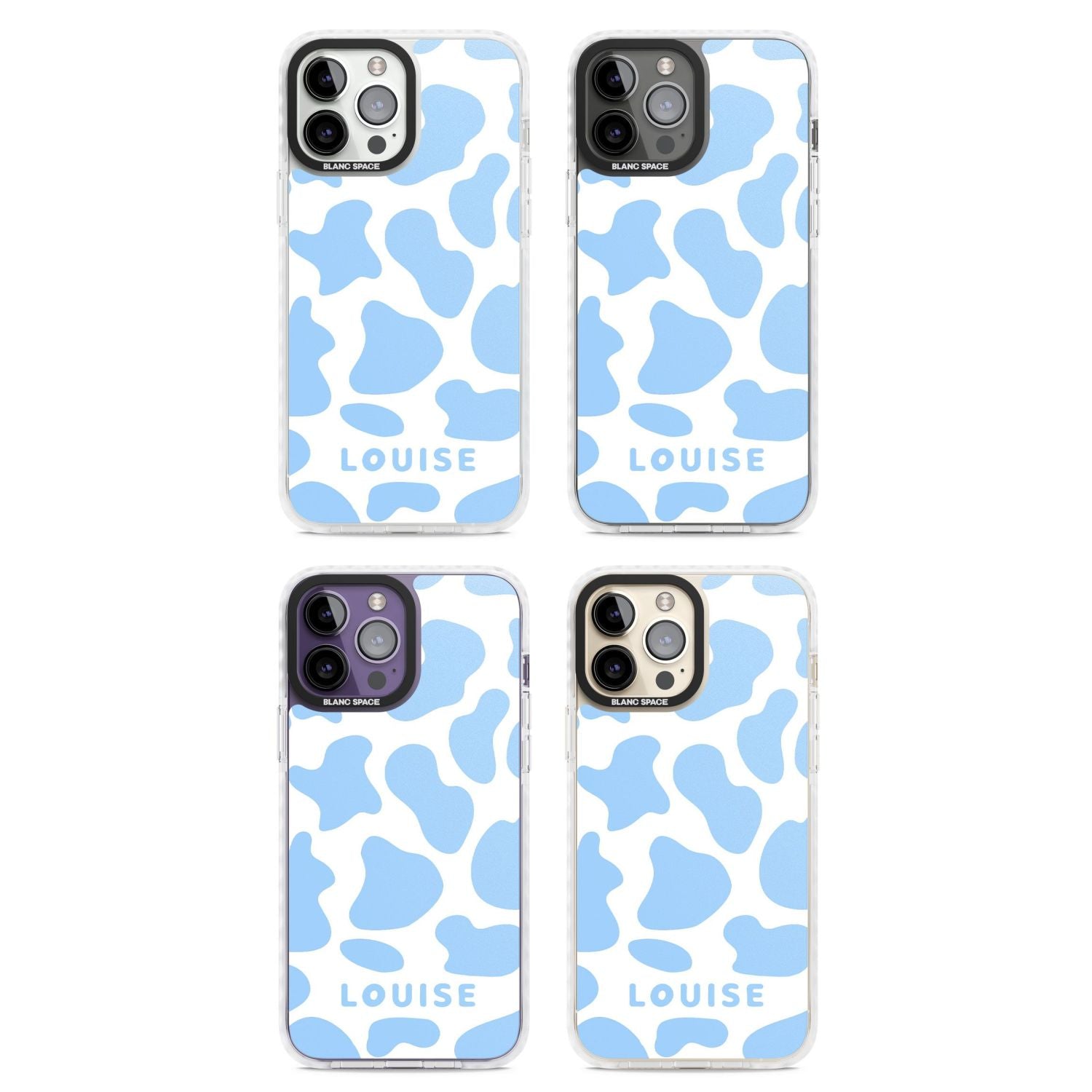 Personalised Blue And White Cow Print