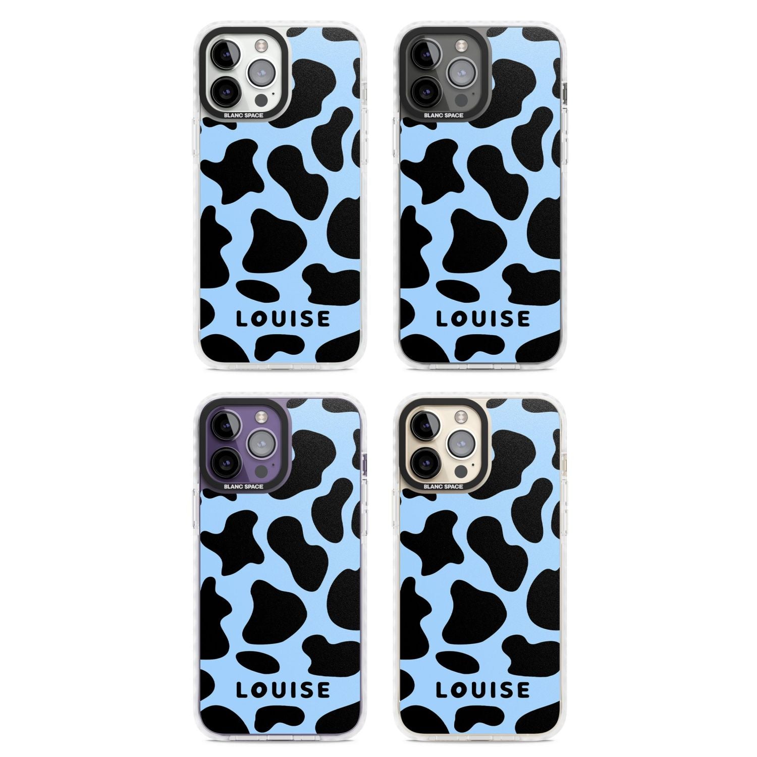 Personalised Blue And Black Cow Print