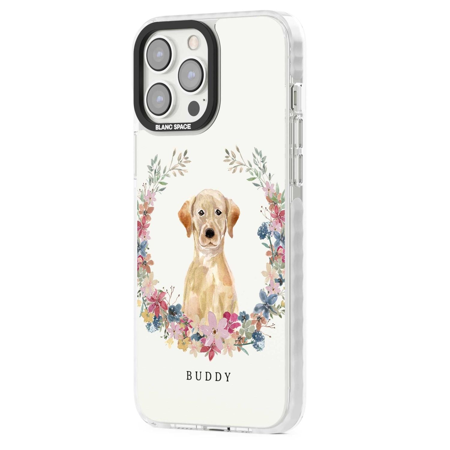 Personalised Yellow Labrador Retriever Floral Portrait