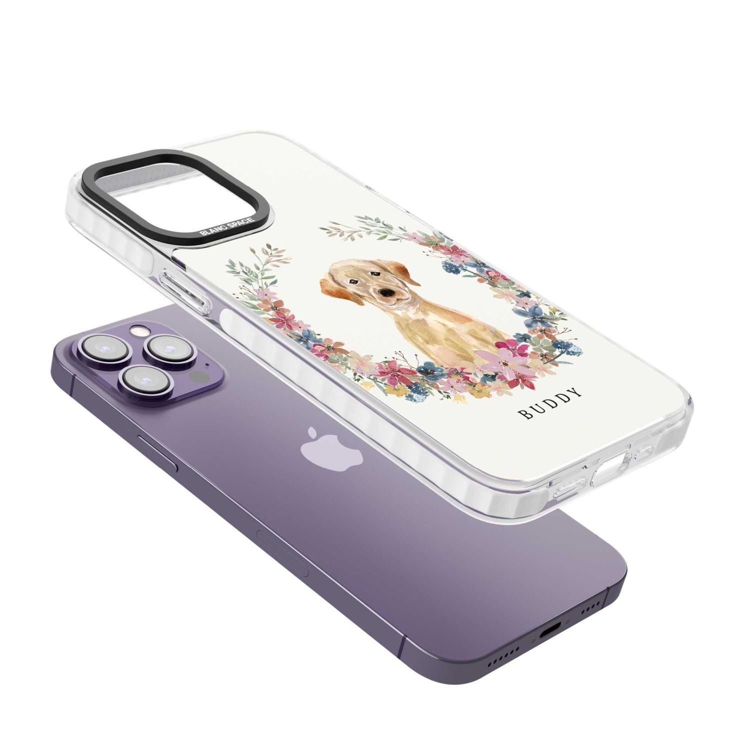 Personalised Yellow Labrador Retriever Floral Portrait