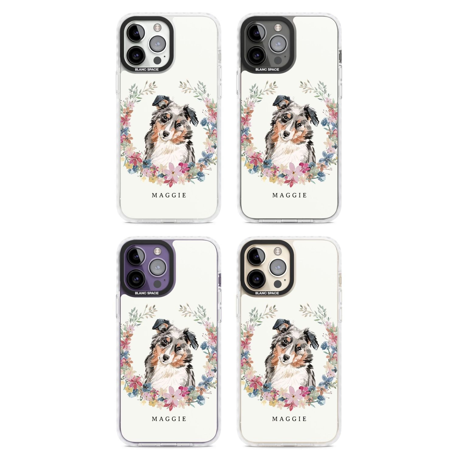 Personalised Australian Shepherd Floral Portrait