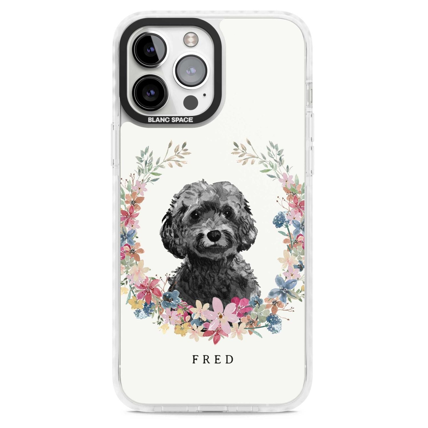 Personalised Black Cockapoo Floral Portrait