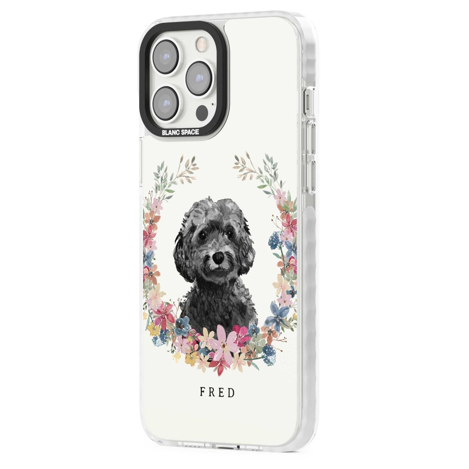 Personalised Black Cockapoo Floral Portrait