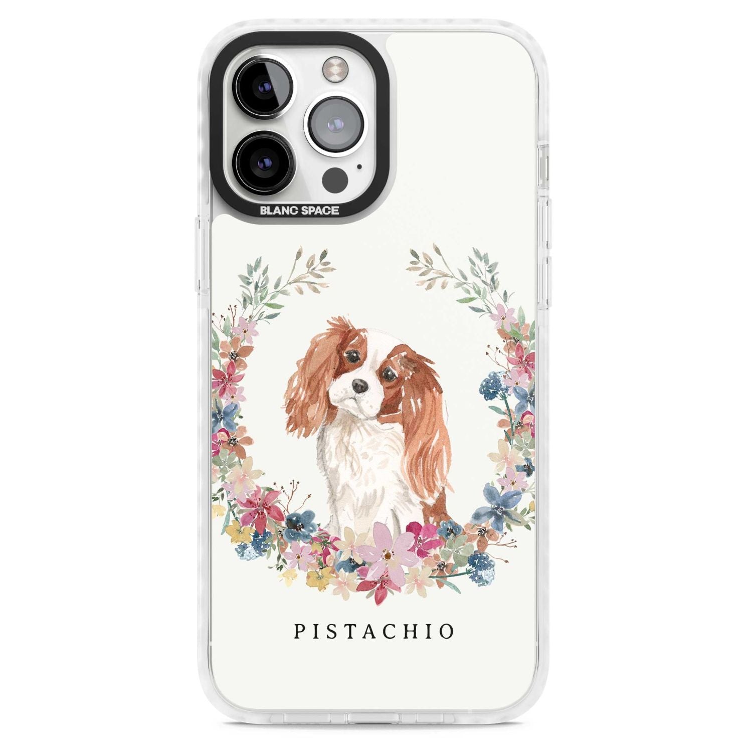 Personalised Cavalier King Charles Floral Portrait