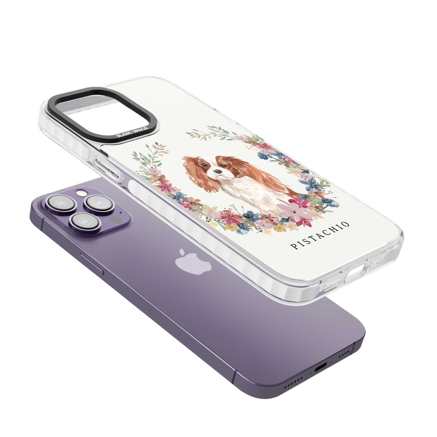 Personalised Cavalier King Charles Floral Portrait