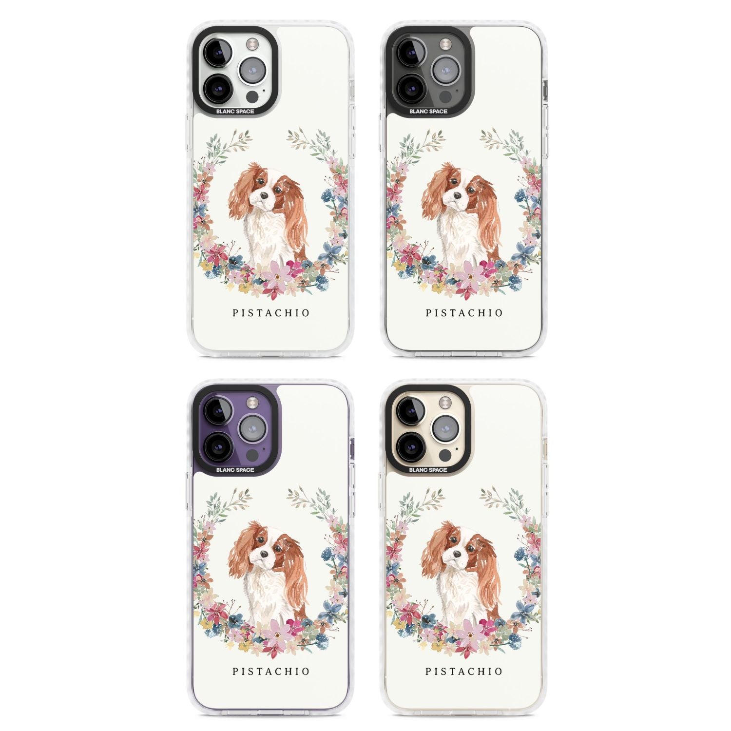 Personalised Cavalier King Charles Floral Portrait