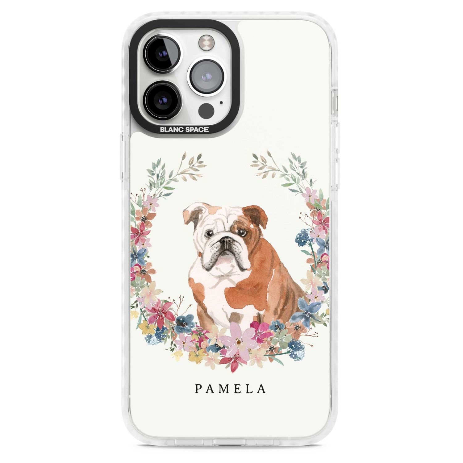 Personalised English Bulldog Floral Portrait