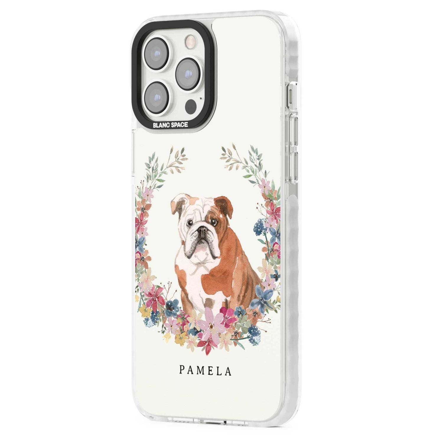 Personalised English Bulldog Floral Portrait