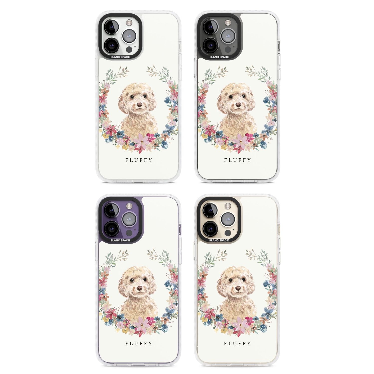Personalised Champagne Cockapoo Floral Portrait