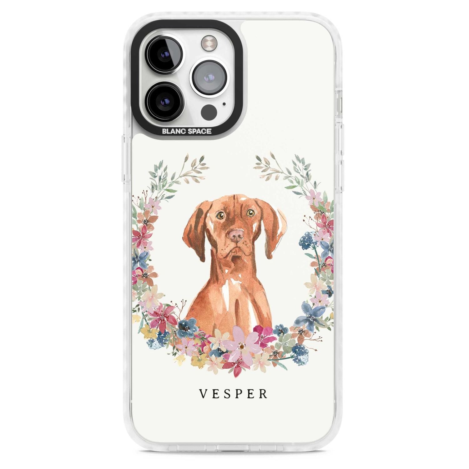 Personalised Hungarian Vizsla Floral Portrait
