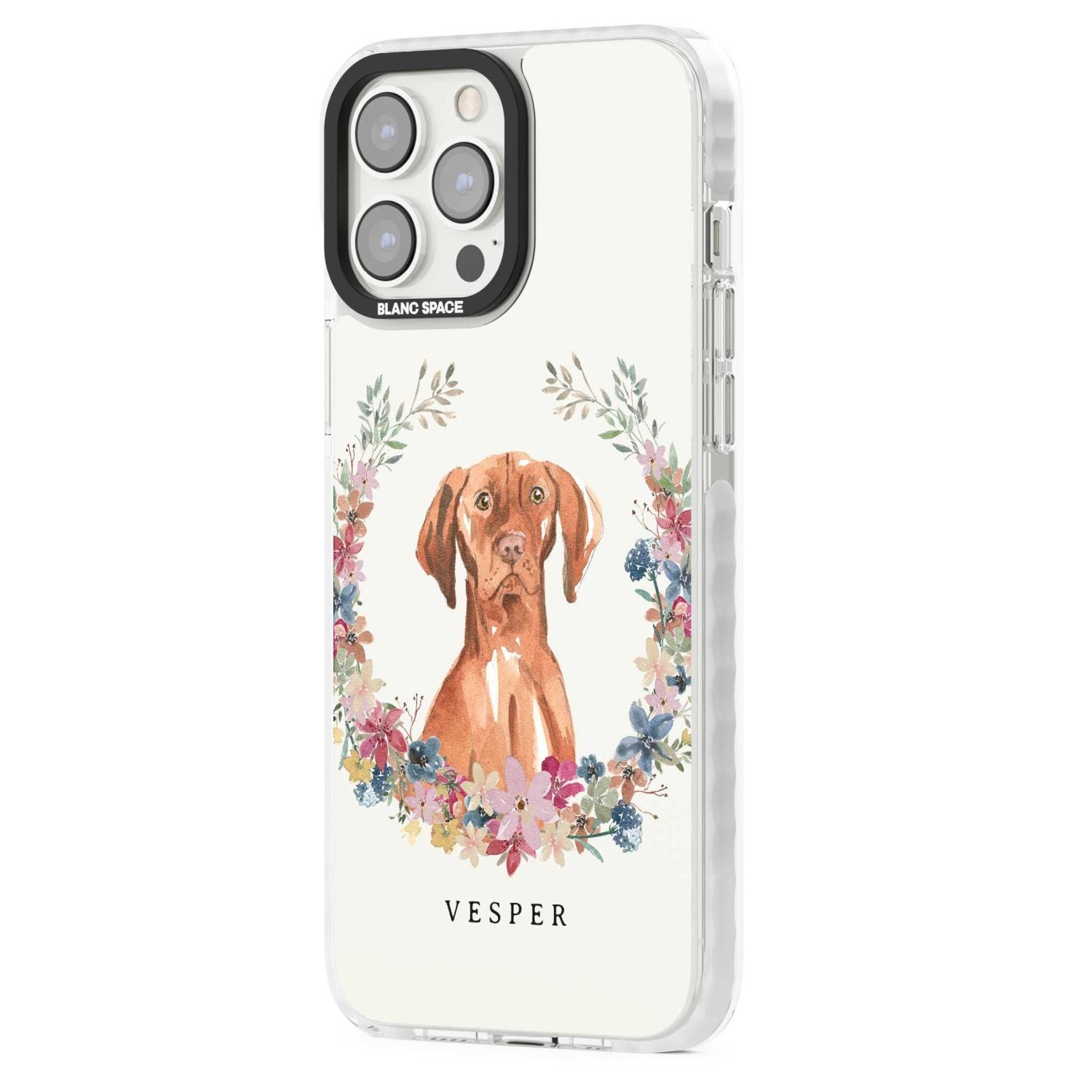 Personalised Hungarian Vizsla Floral Portrait