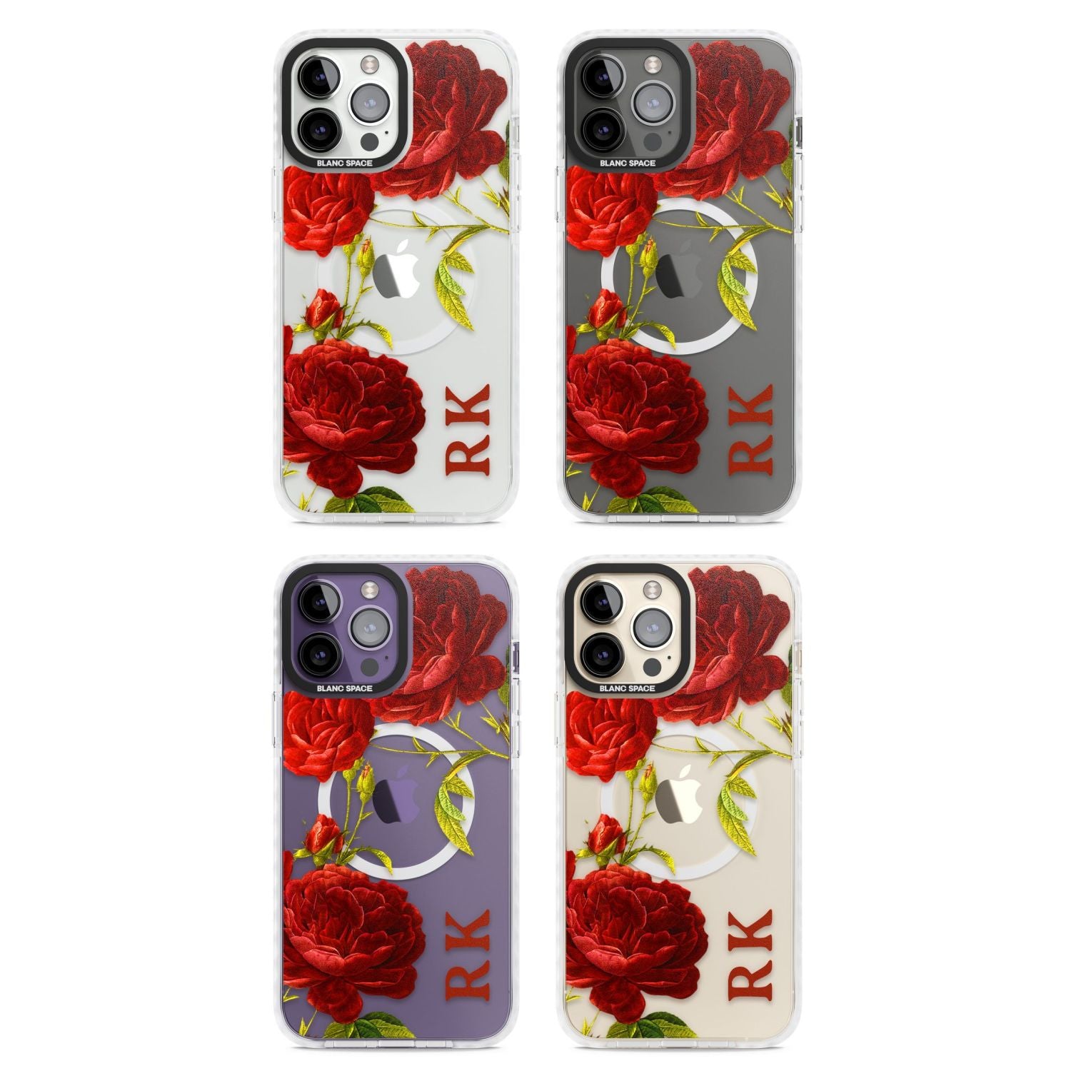 Personalised Vintage Floral Red Roses