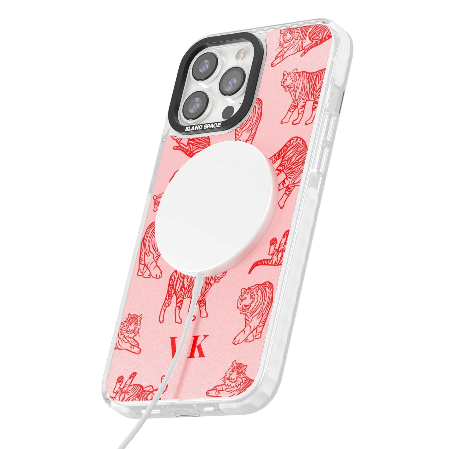 Personalised Red Tiger Outlines On Pink