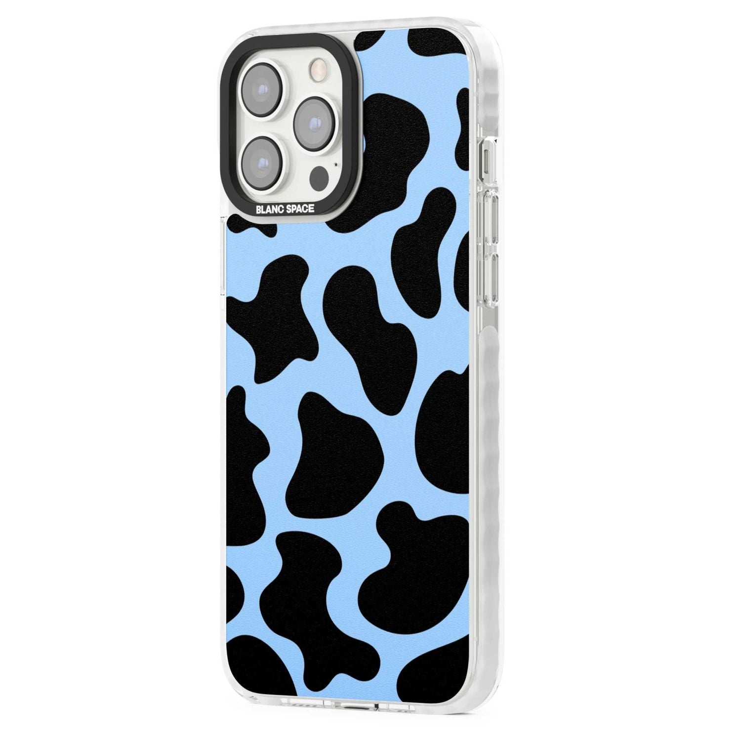 Blue And Black Cow Print