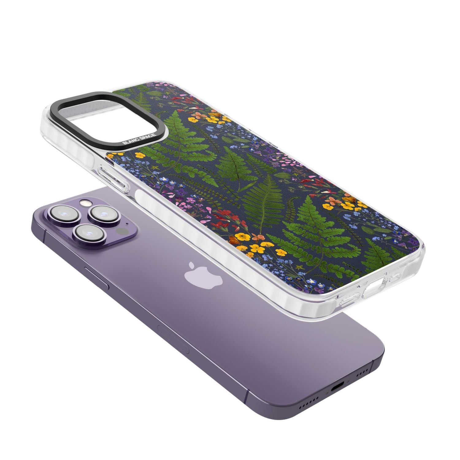 Busy Floral And Fern Design Navy