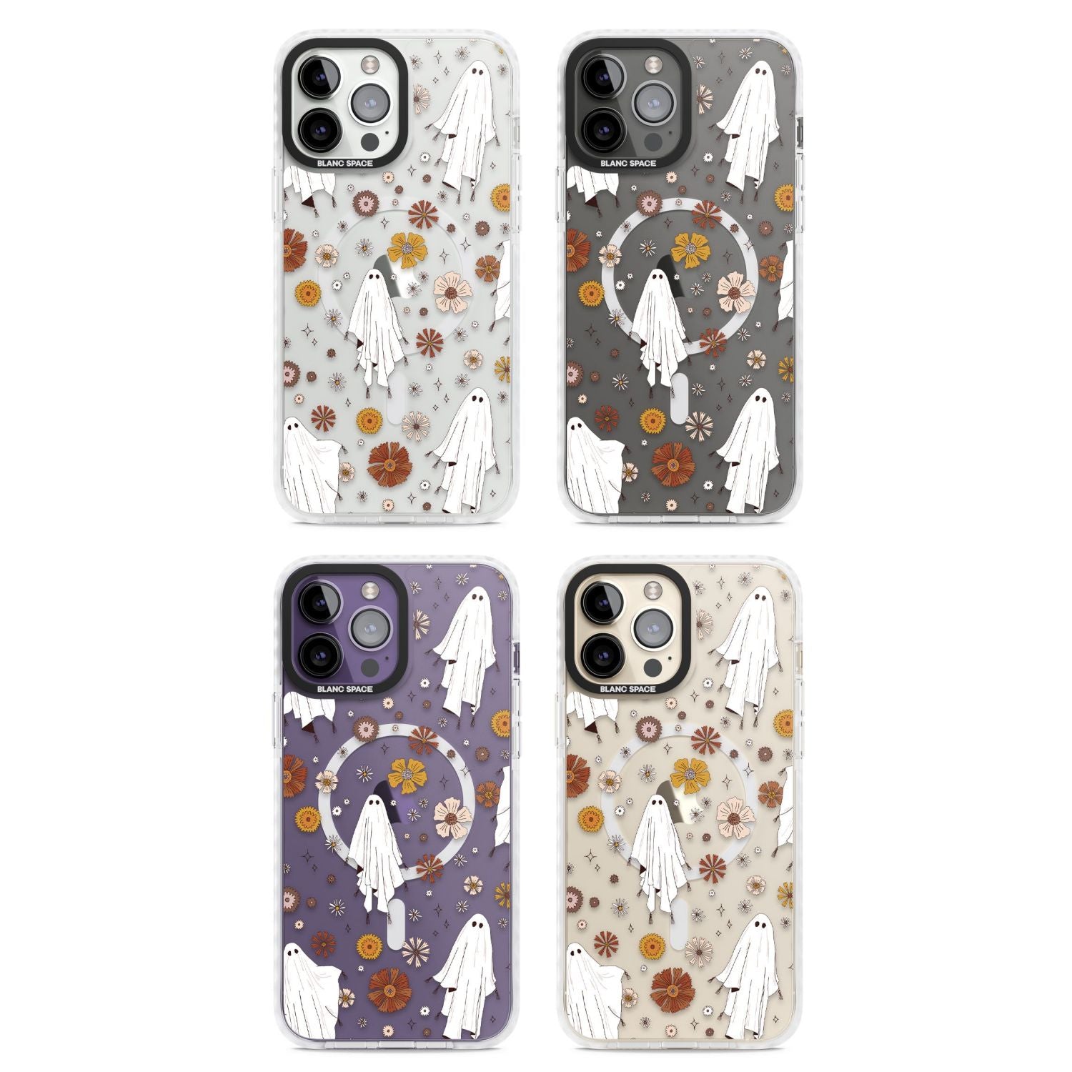 Halloween Ghosts And Flowers