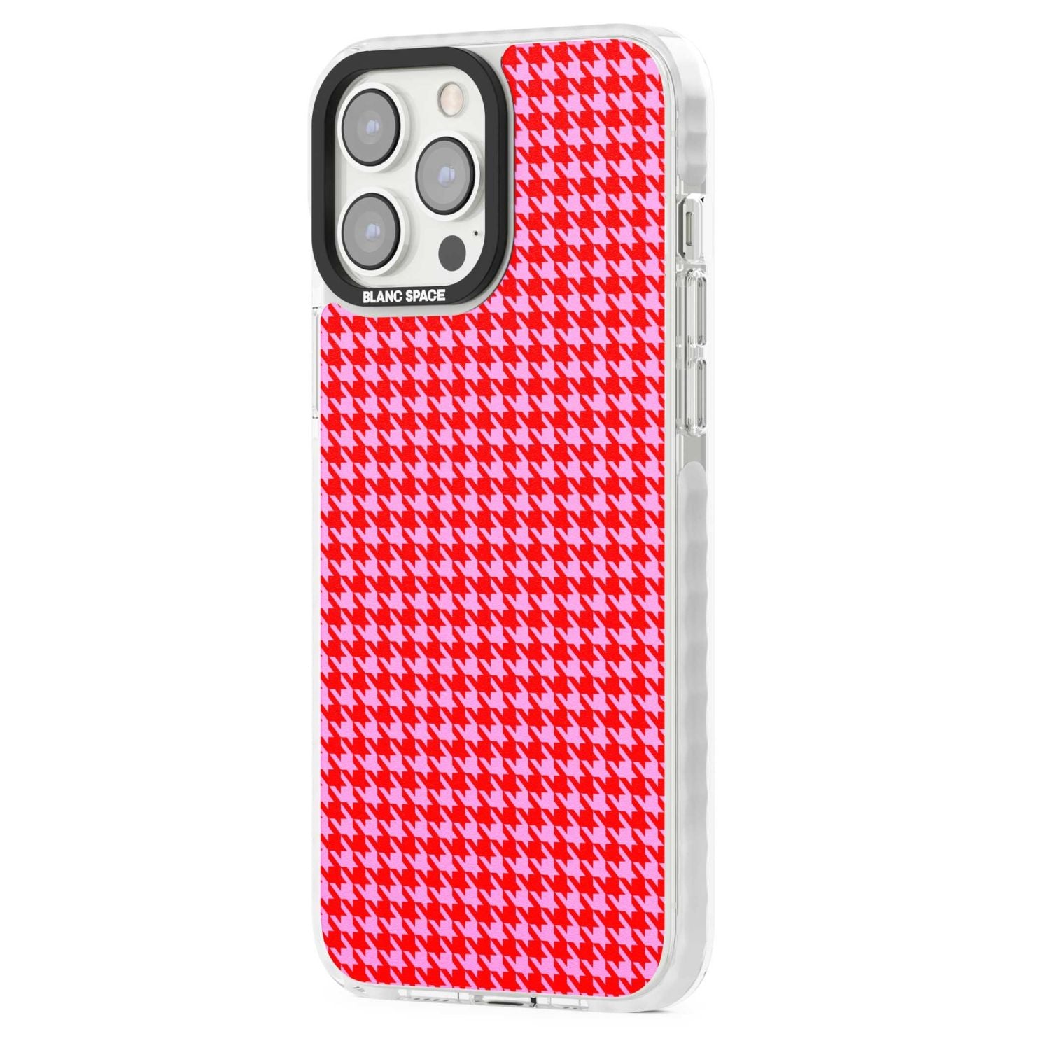 Neon Pink & Red Houndstooth