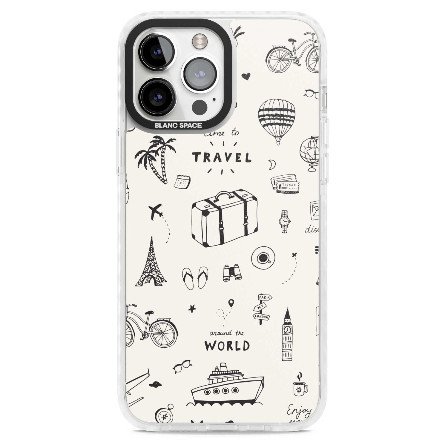 Cute Travel Pattern, White On