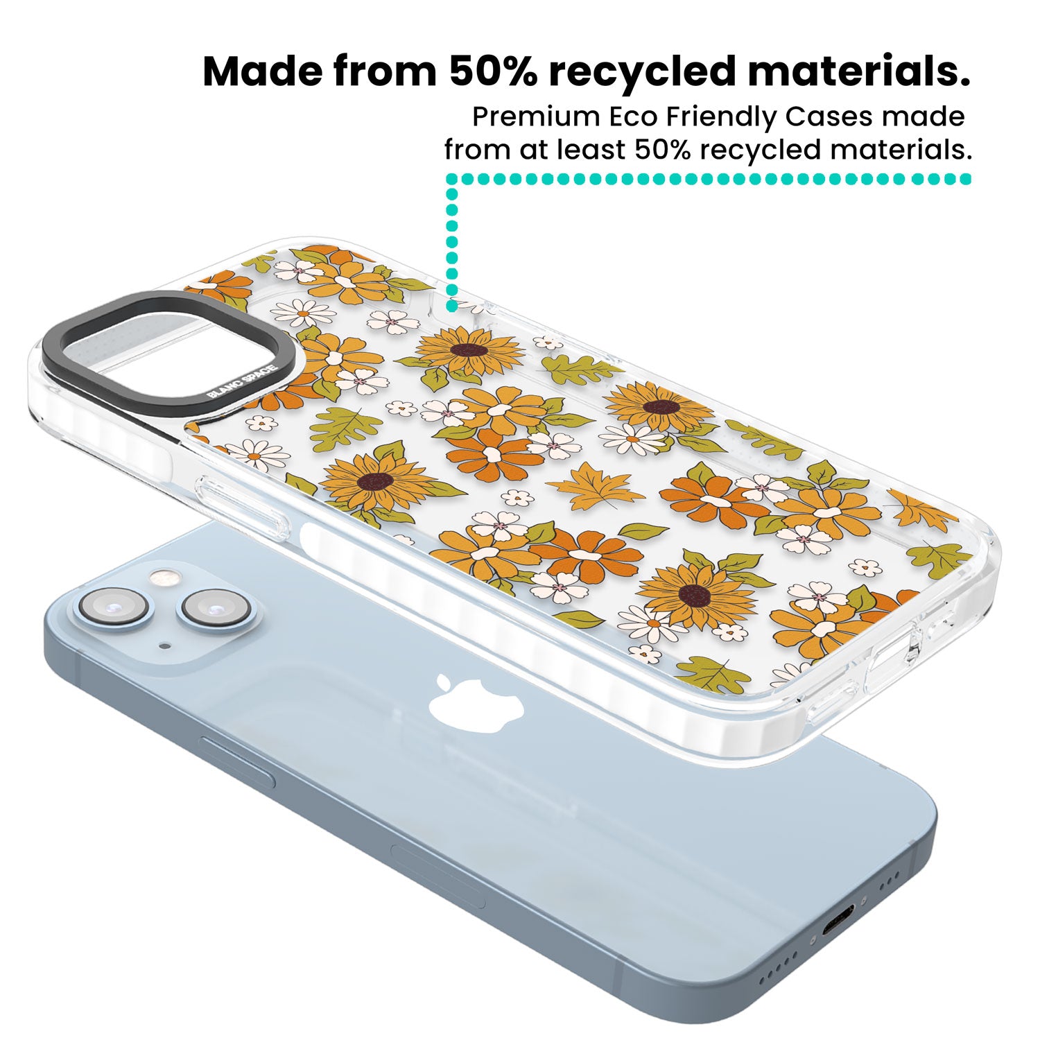Boho Sunflowers Clear Impact Phone Case for iPhone 13, iPhone 14, iPhone 15