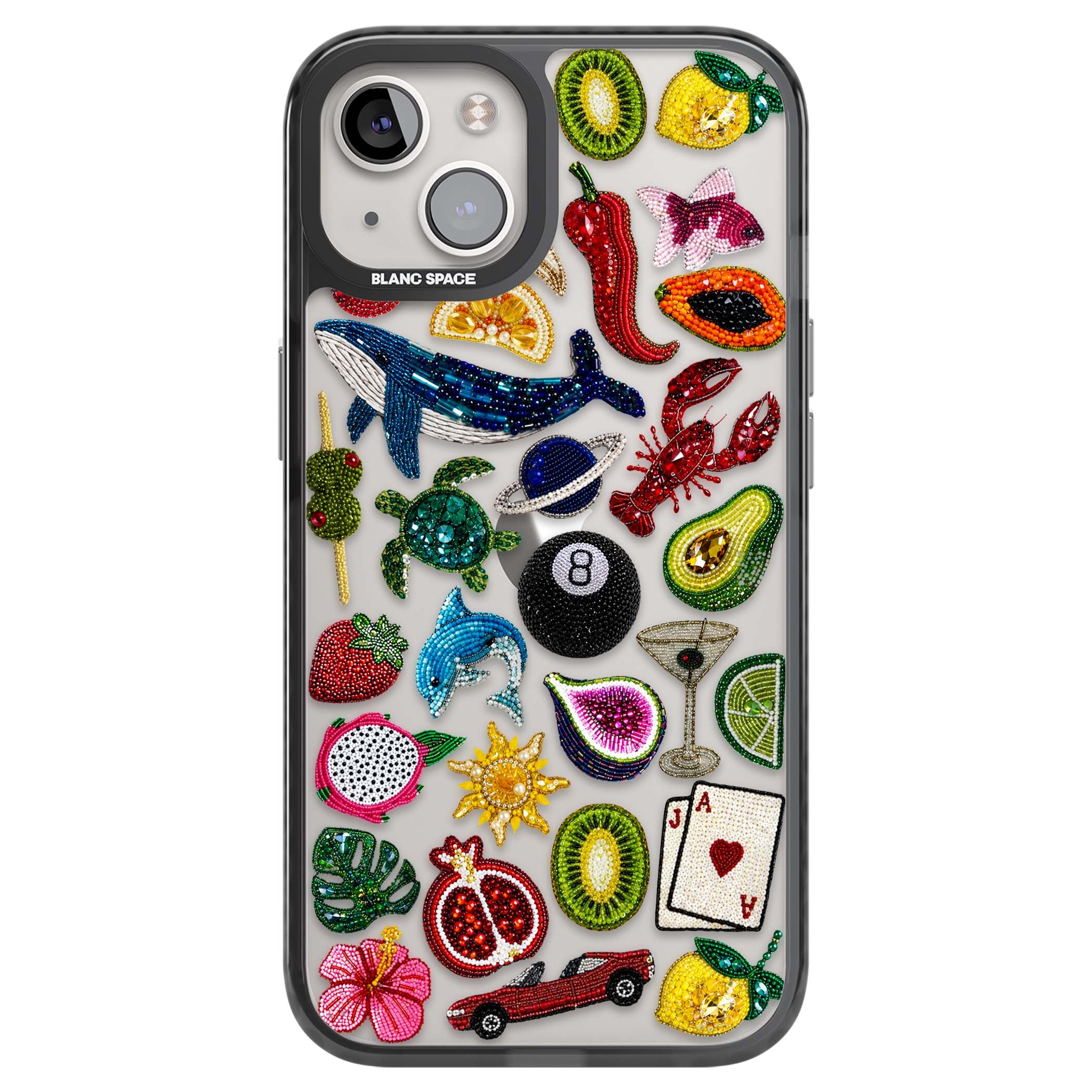 Beaded Mix cute iPhone case | Black Impact case for iPhone 13, iPhone 14, iPhone 15