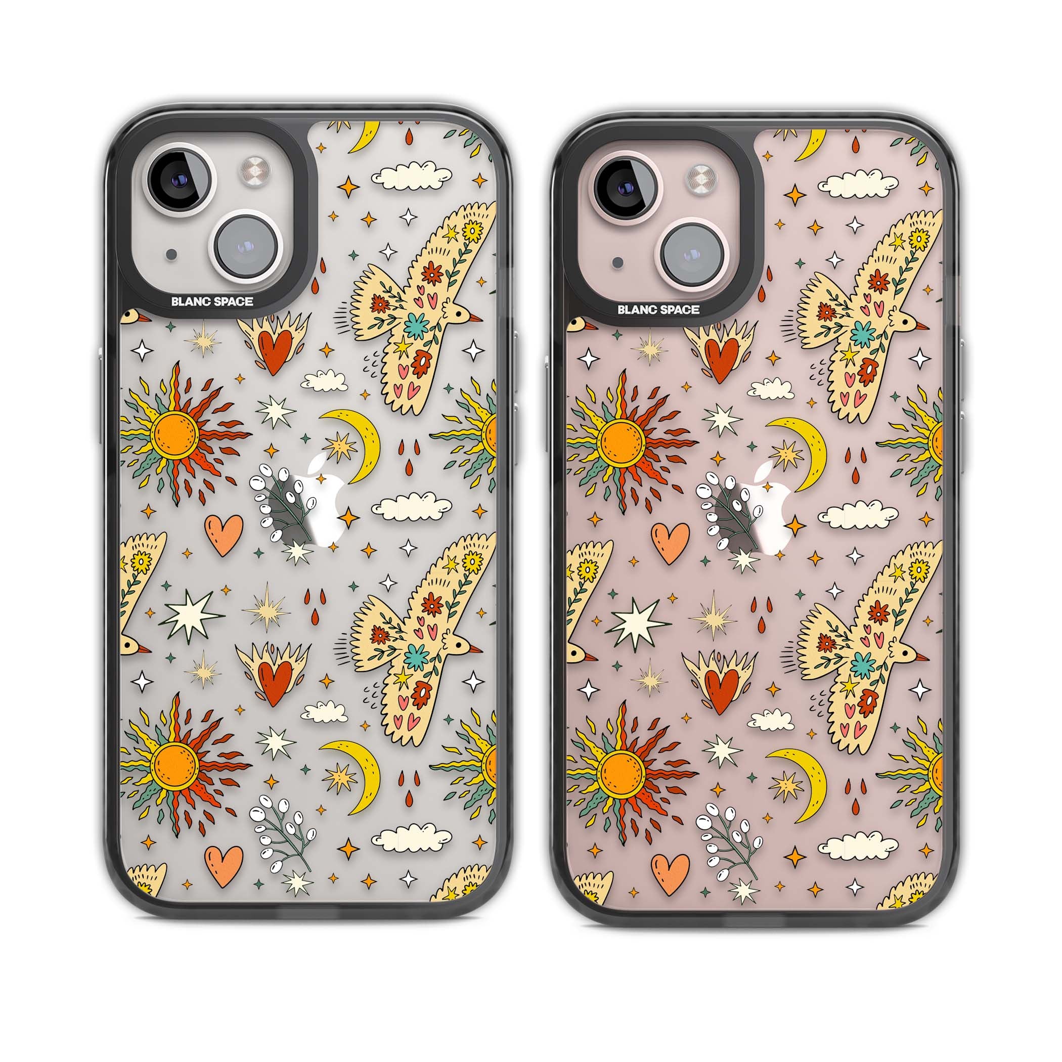 Elevate Your Phone'S Style With This Boho Celestial Sun & Eye Phone Case, Featuring A Mystical Blend Of Suns, All-Seeing Eyes, Butterflies, Stars, And