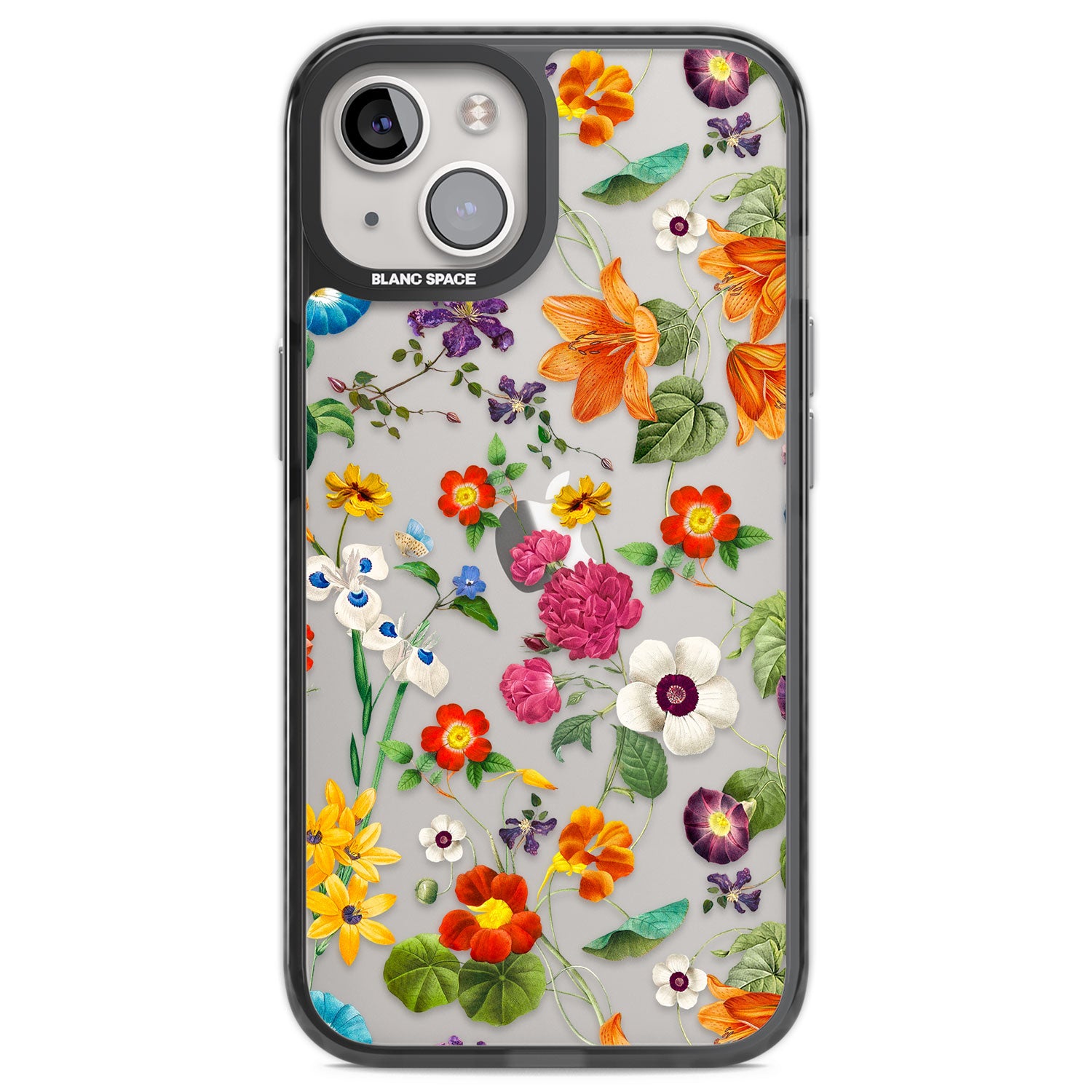 Whimsical Wildflowers Black Impact Phone Case for iPhone 13, iPhone 14, iPhone 15