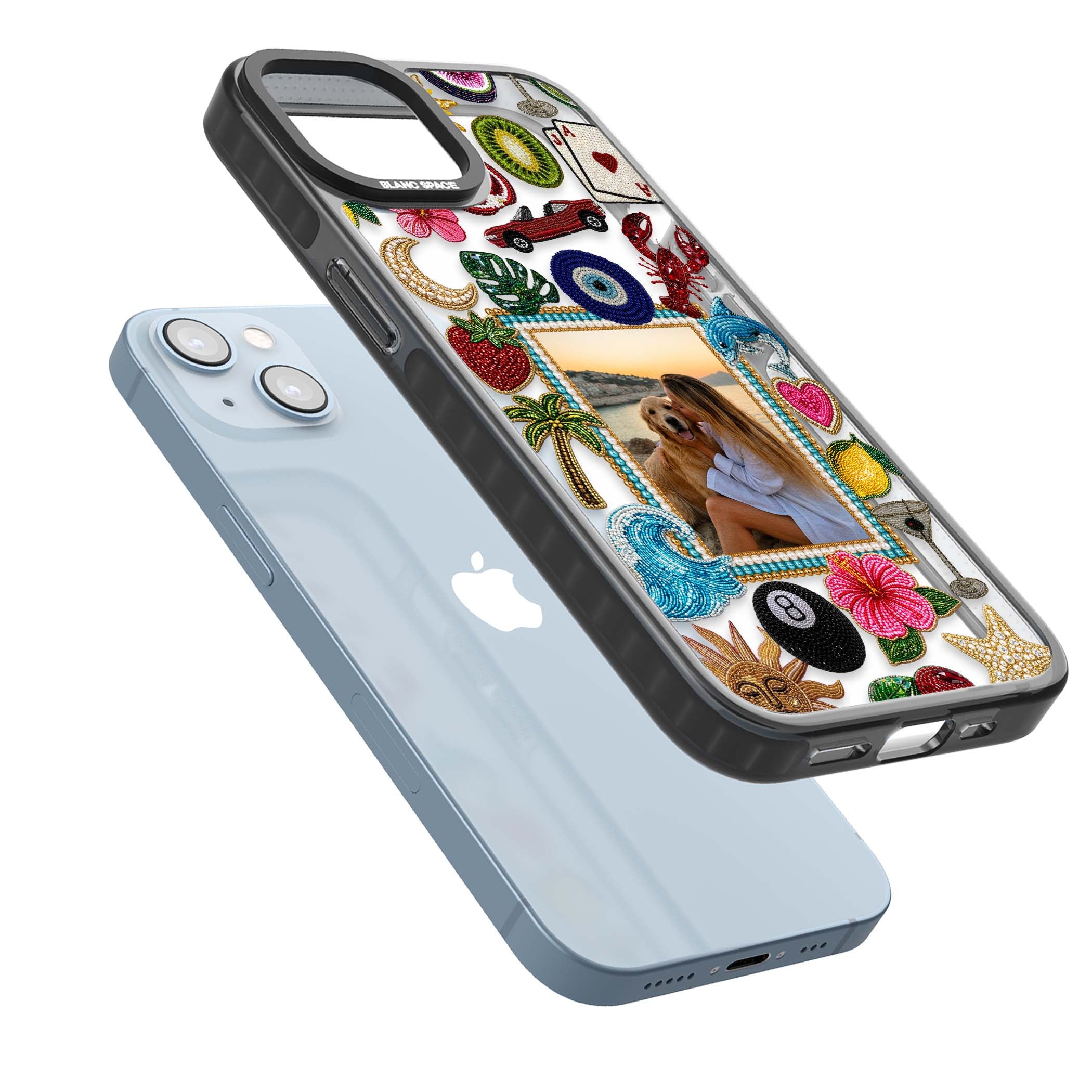 Beaded Photo coastal iPhone case | Black Impact case for iPhone 13, iPhone 14, iPhone 15