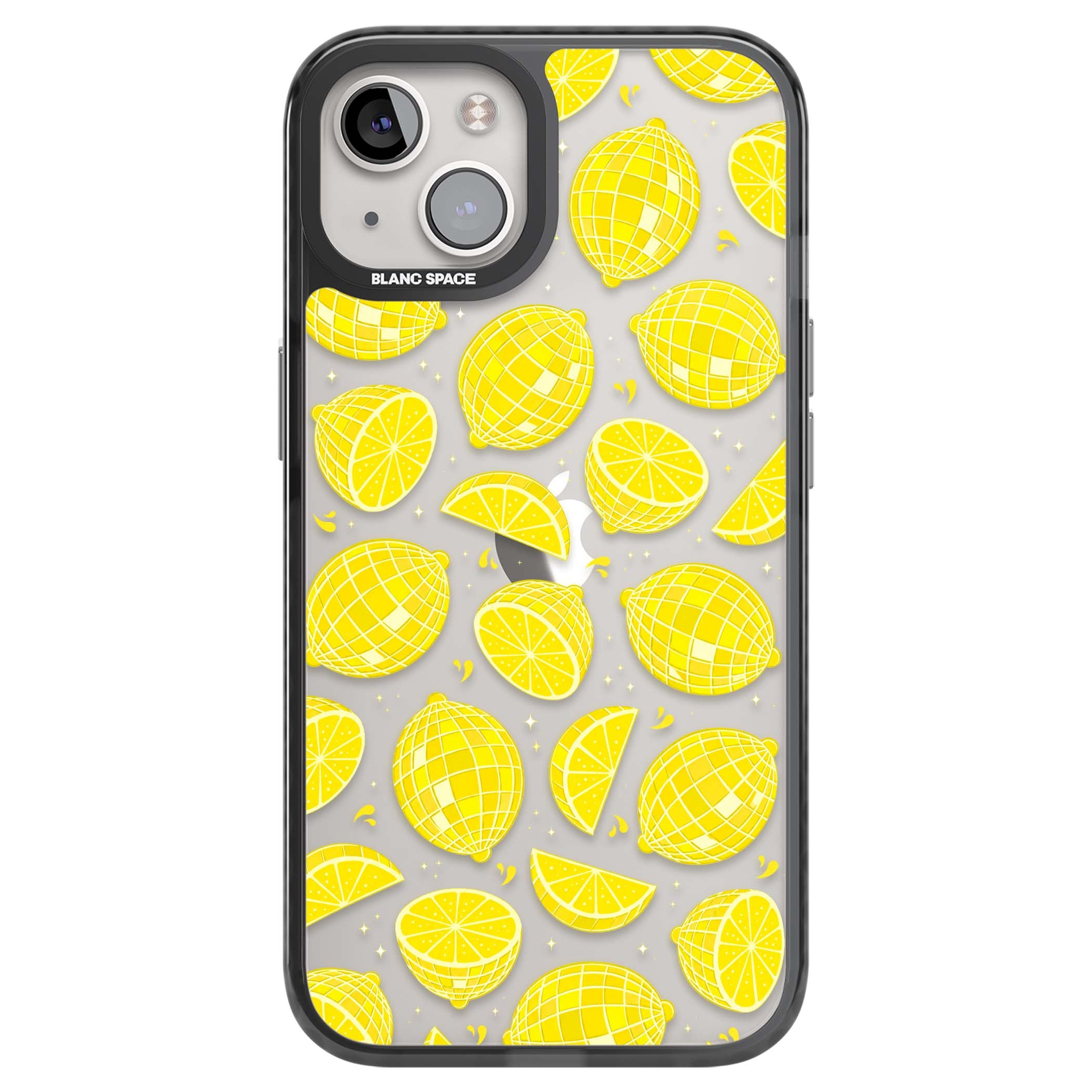 Disco Lemons citrus iPhone case featuring mirrorball lemons, sliced fruit and sparkle accents | Black Impact case for iPhone 13, iPhone 14, iPhone 15