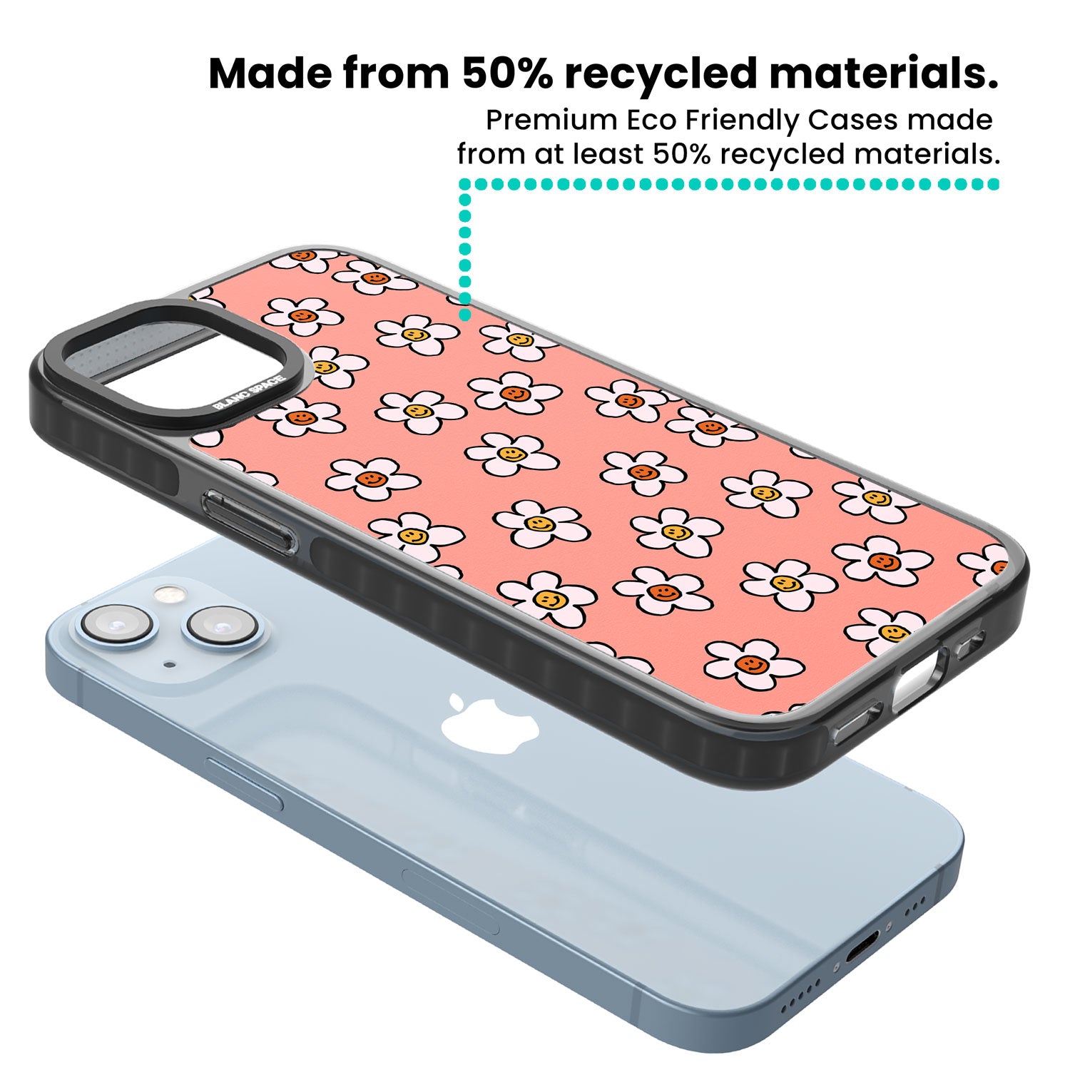 Peachy Daisy Smiles Black Impact Phone Case for iPhone 13, iPhone 14, iPhone 15