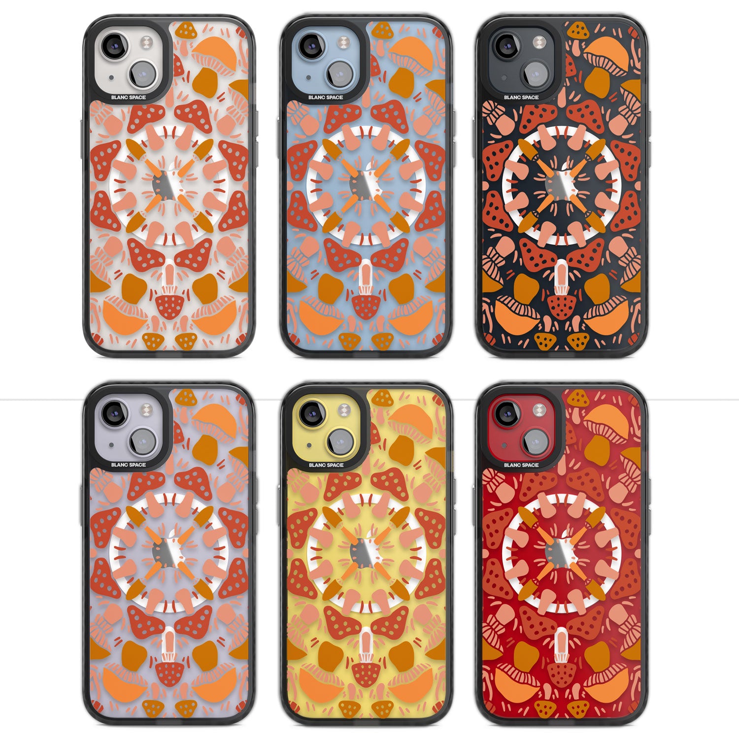 Mushroom Medley Magsafe Black Impact Phone Case for iPhone 13, iPhone 14, iPhone 15