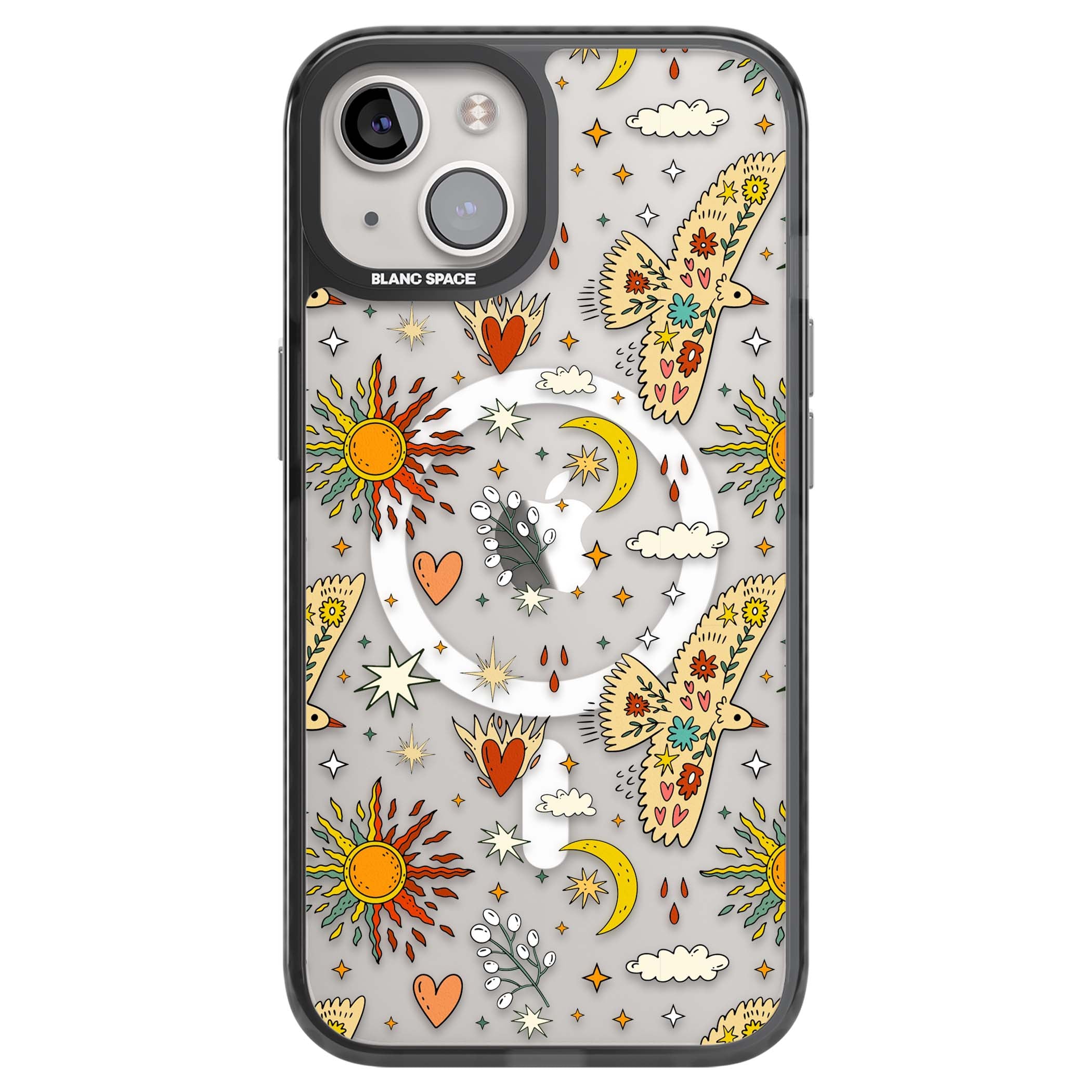 Elevate Your Phone'S Style With This Boho Celestial Sun & Eye Phone Case, Featuring A Mystical Blend Of Suns, All-Seeing Eyes, Butterflies, Stars, And