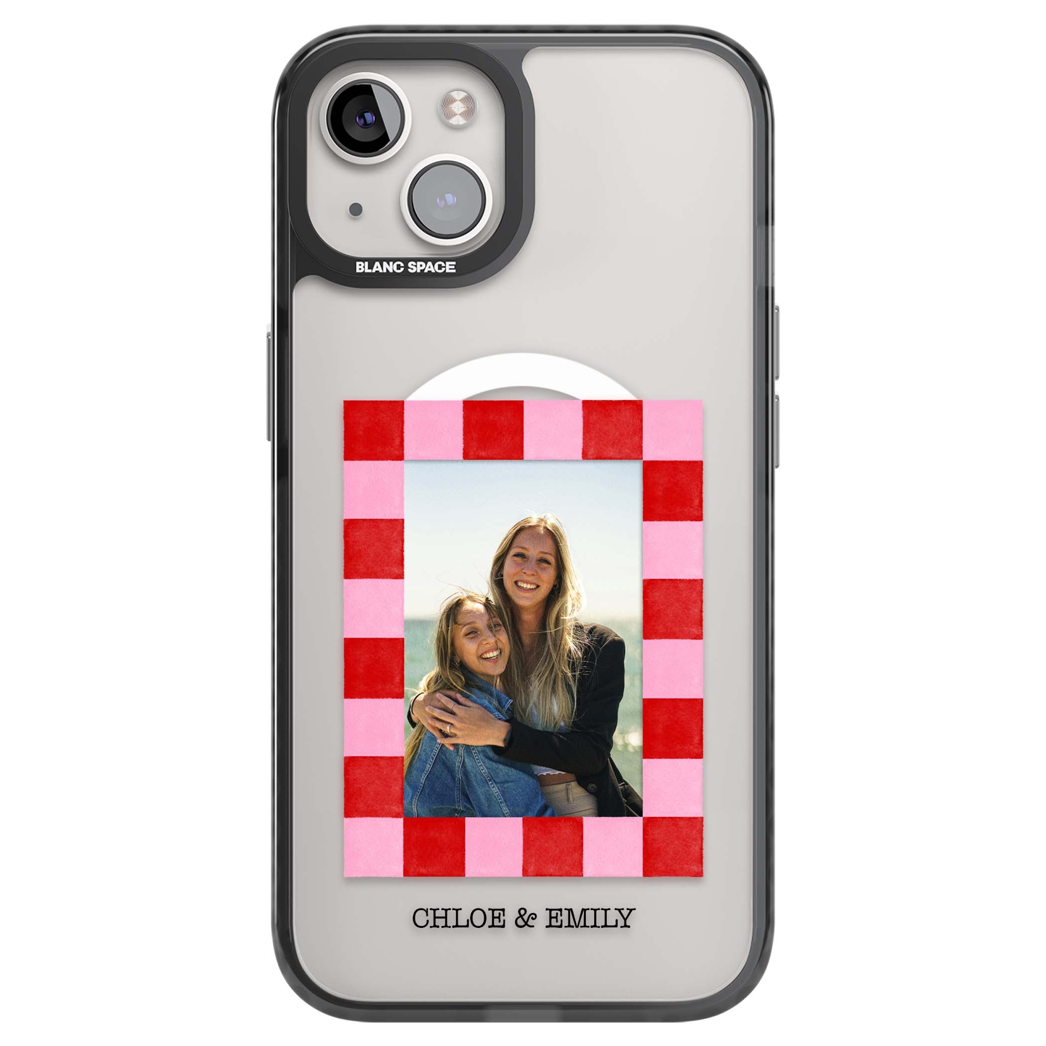 Bubblegum Check Photo for her iPhone case | Black Impact Magsafe case for iPhone 13, iPhone 14, iPhone 15