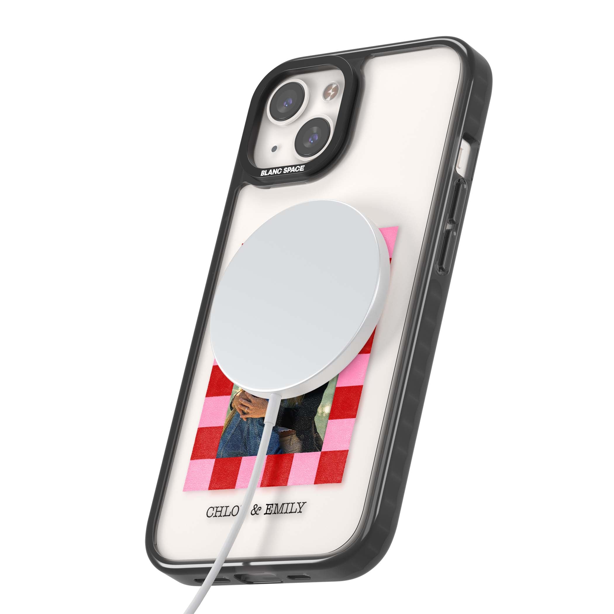 Bubblegum Check Photo for her iPhone case | Black Impact Magsafe case for iPhone 13, iPhone 14, iPhone 15