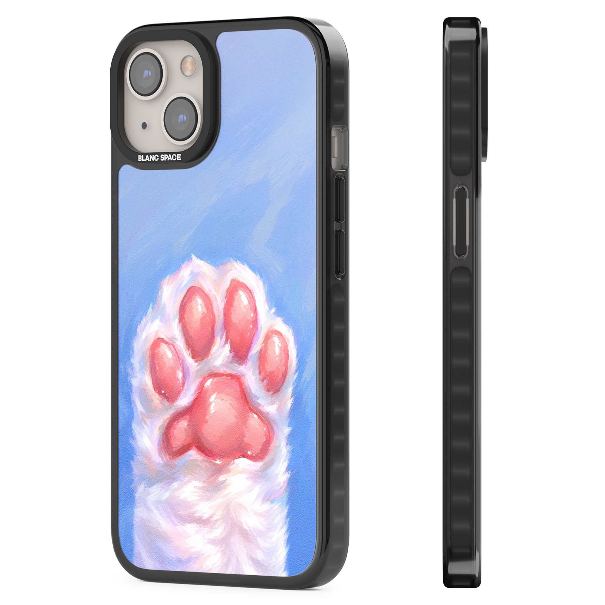 Soft White Paw cute iPhone case | Black Impact Magsafe case for iPhone 13, iPhone 14, iPhone 15
