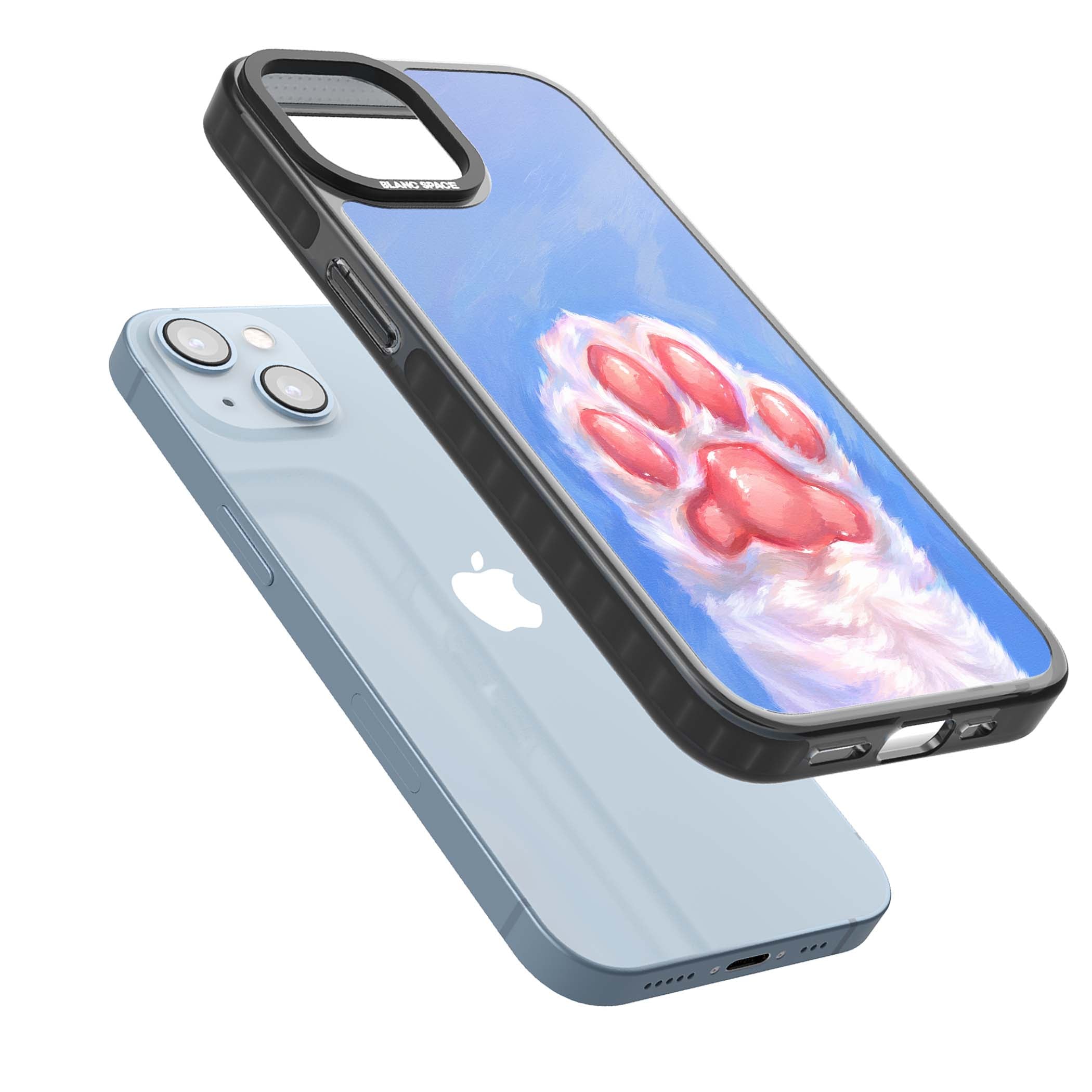 Soft White Paw cute iPhone case | Black Impact Magsafe case for iPhone 13, iPhone 14, iPhone 15