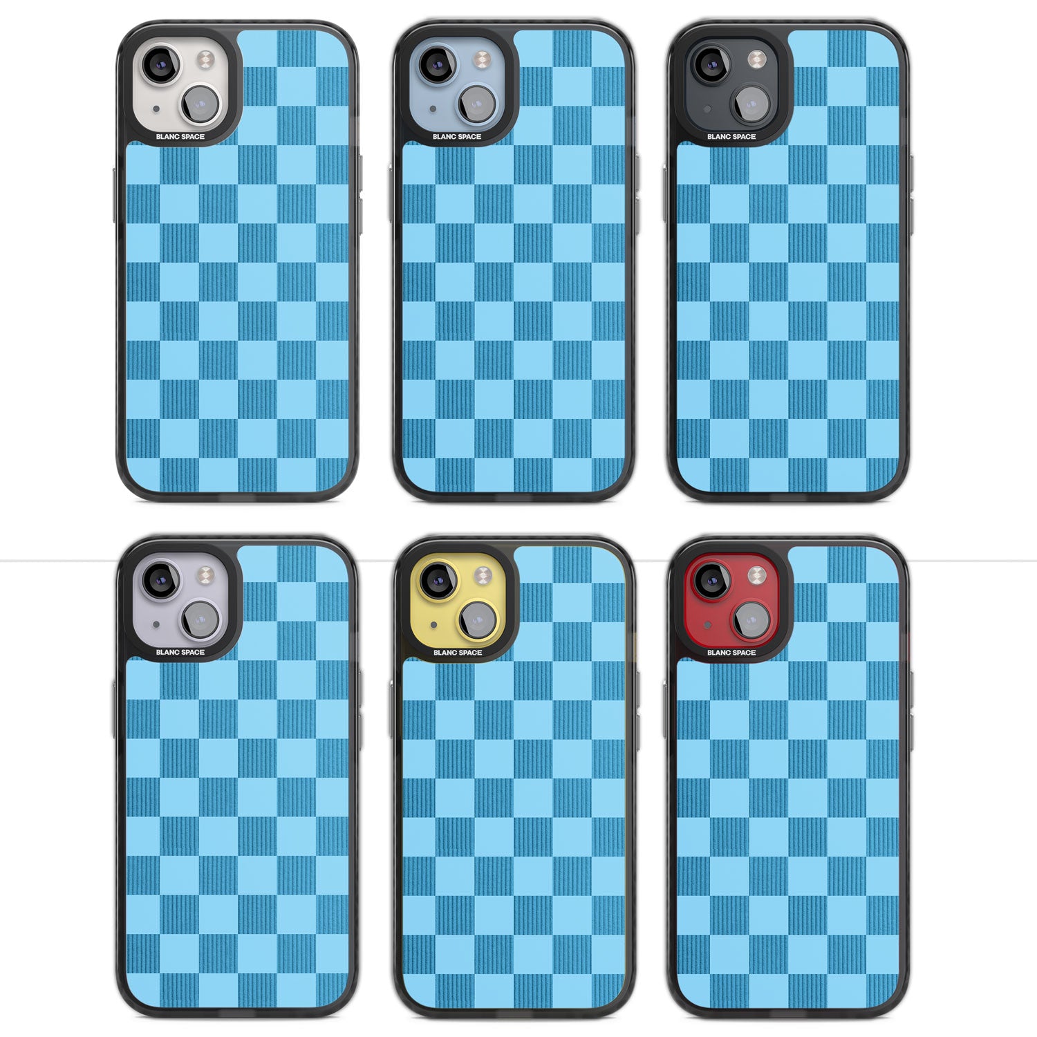 SKYBLUE CHECKERED Magsafe Black Impact Phone Case for iPhone 13, iPhone 14, iPhone 15
