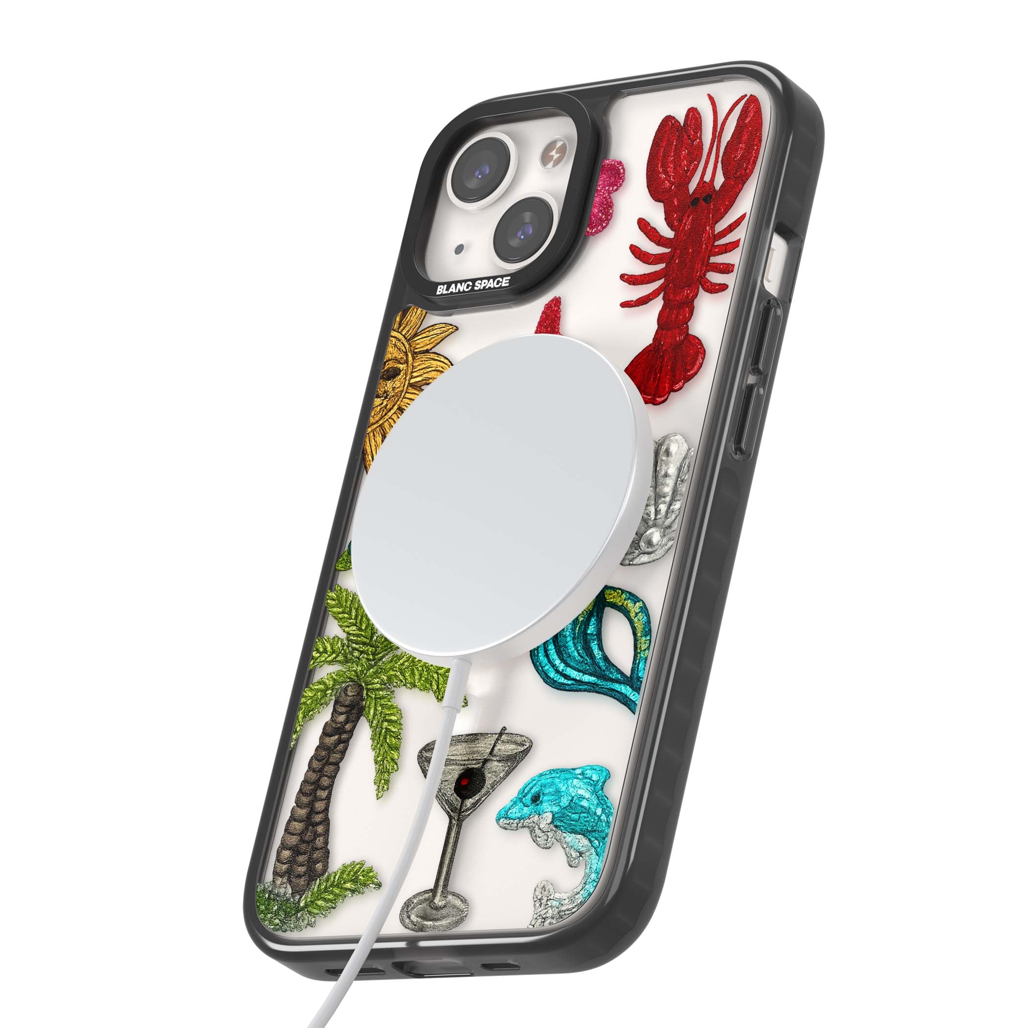 Painted Coastal Pattern coastal iPhone case | Black Impact Magsafe case for iPhone 13, iPhone 14, iPhone 15