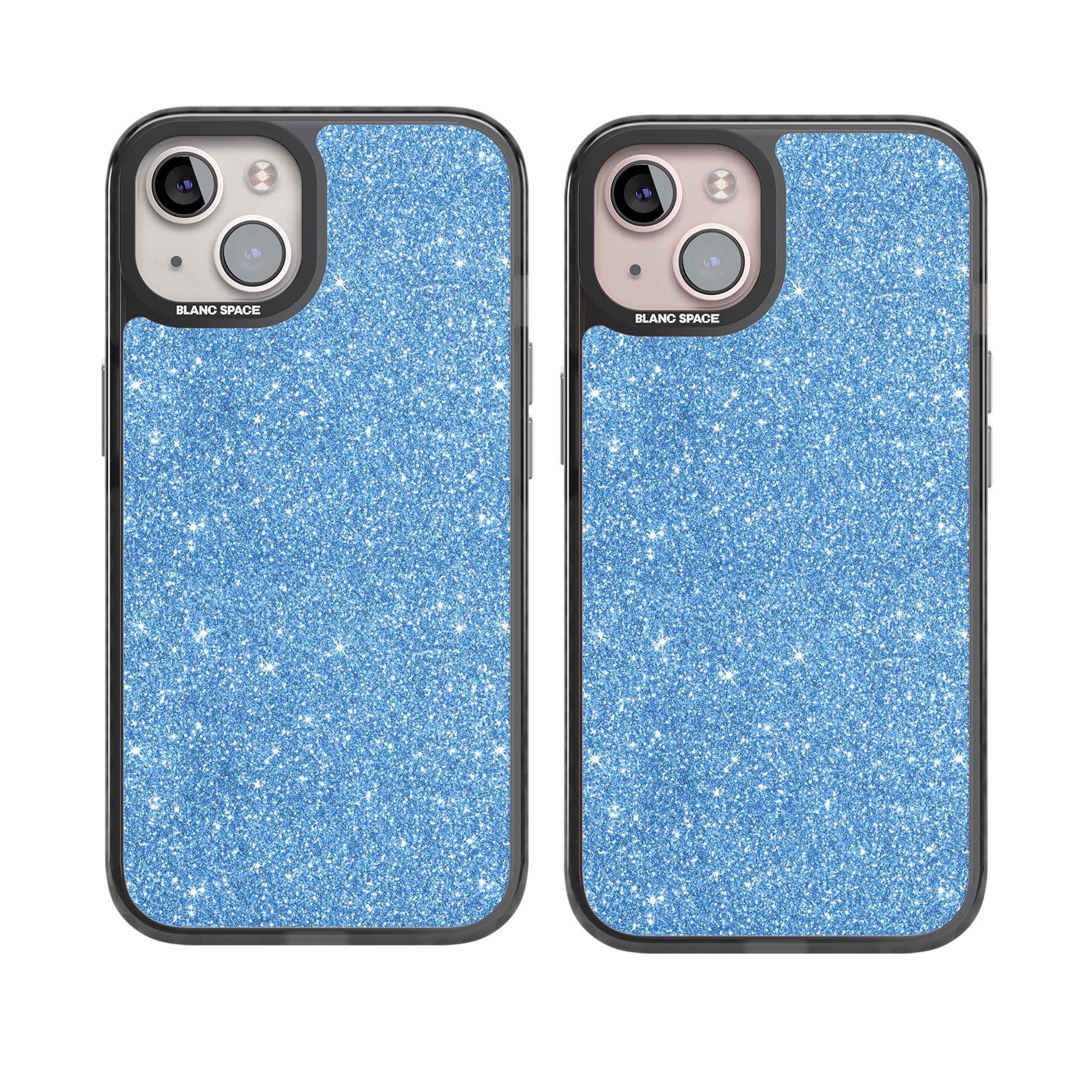 Blue Glitter blue glitter iPhone case featuring dense sparkling cerulean glitter with a glamorous shimmering finish | Black Impact Magsafe case for iPhone 13, iPhone 14, iPhone 15
