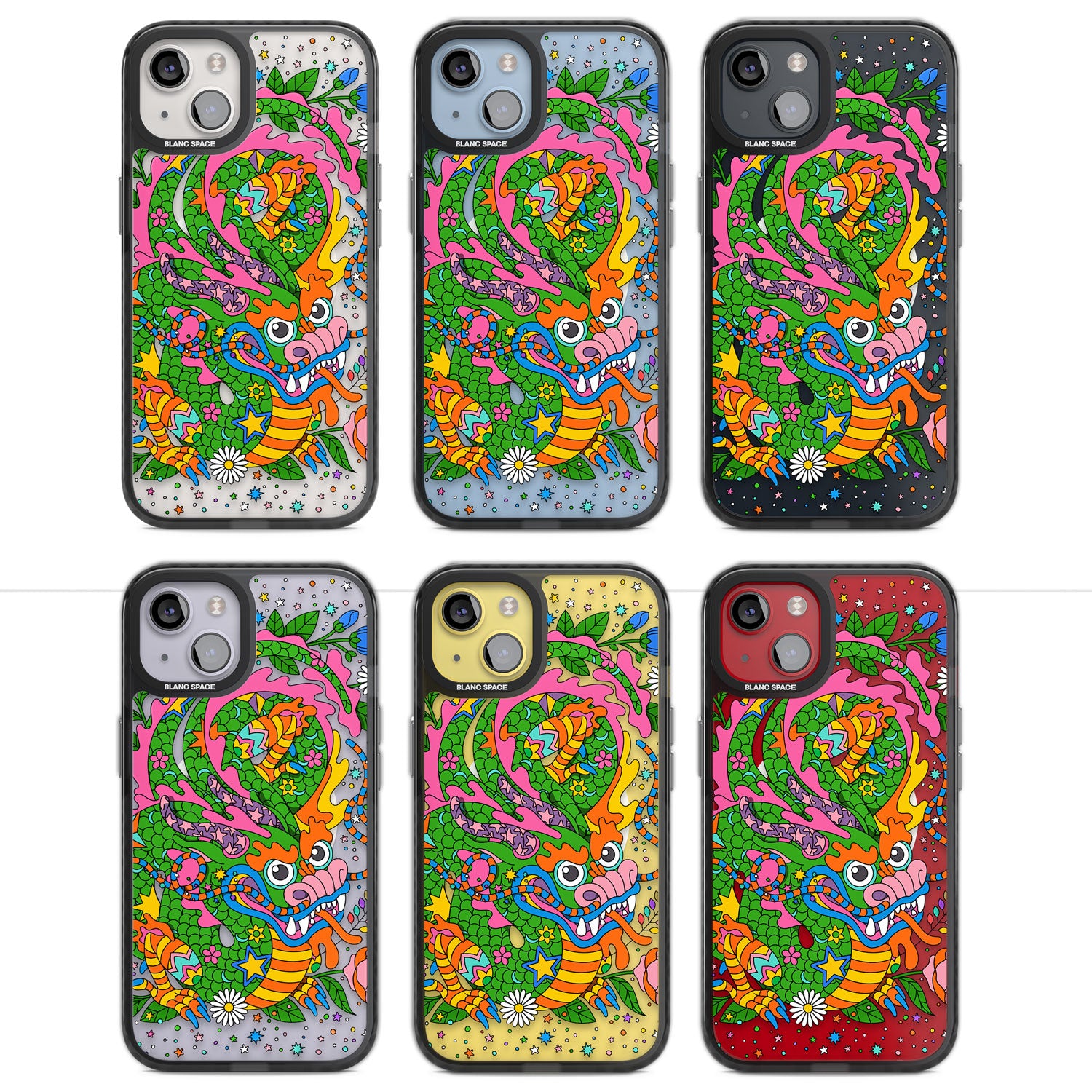 Psychedelic Jungle Dragon Magsafe Black Impact Phone Case for iPhone 13, iPhone 14, iPhone 15