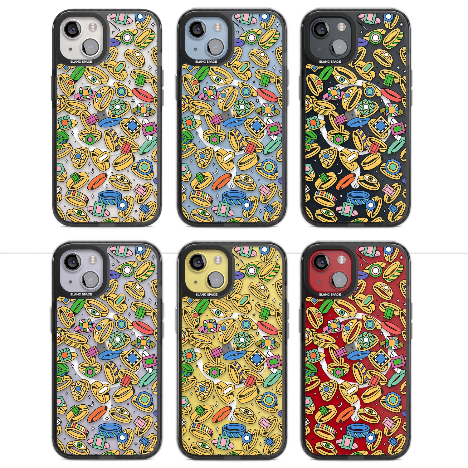 Gemstone Glitz Magsafe Black Impact Phone Case for iPhone 13, iPhone 14, iPhone 15