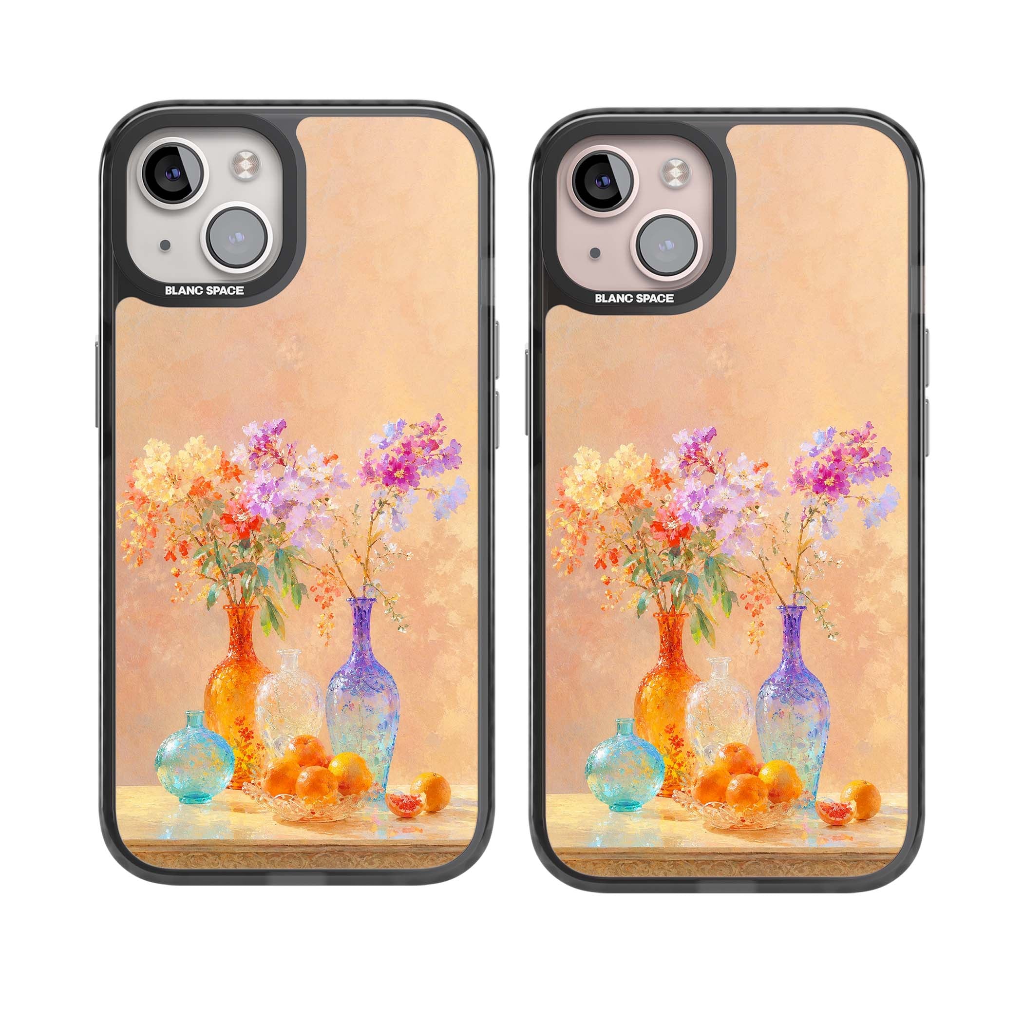 Peach Glass art iPhone case | Black Impact Magsafe case for iPhone 13, iPhone 14, iPhone 15