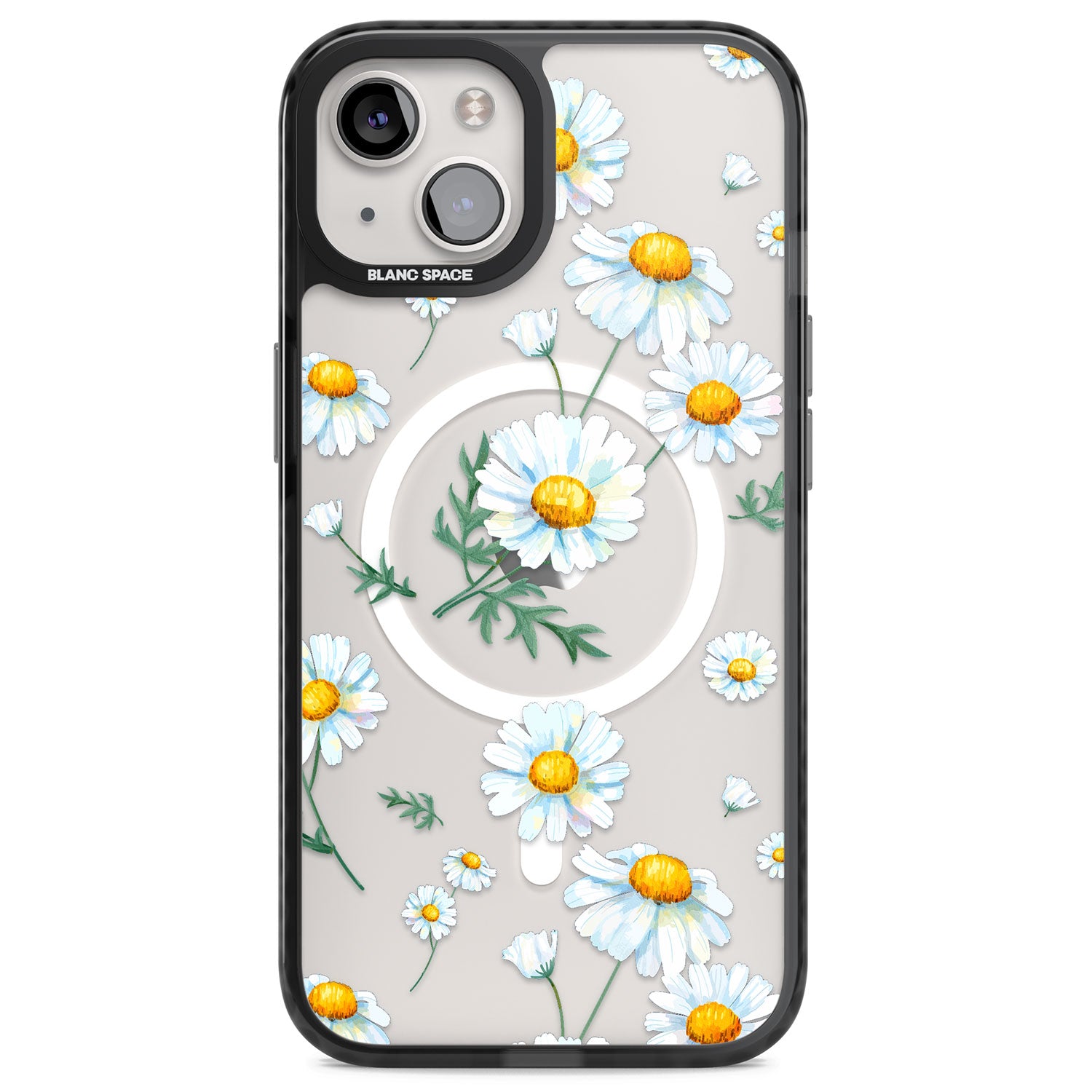 Vintage Painted Daisies Magsafe Black Impact Phone Case for iPhone 13, iPhone 14, iPhone 15