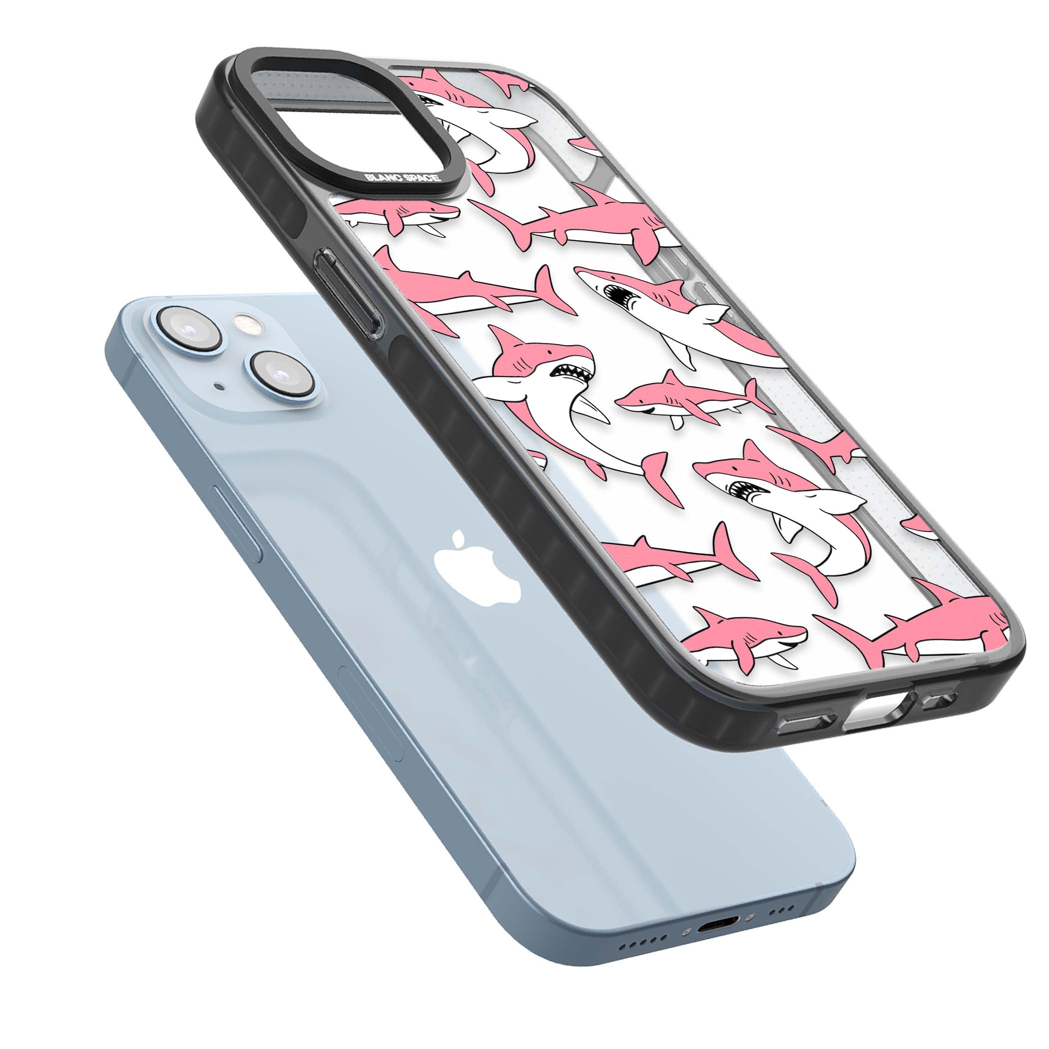Bubblegum Sharks for her iPhone case | Black Impact case for iPhone 13, iPhone 14, iPhone 15