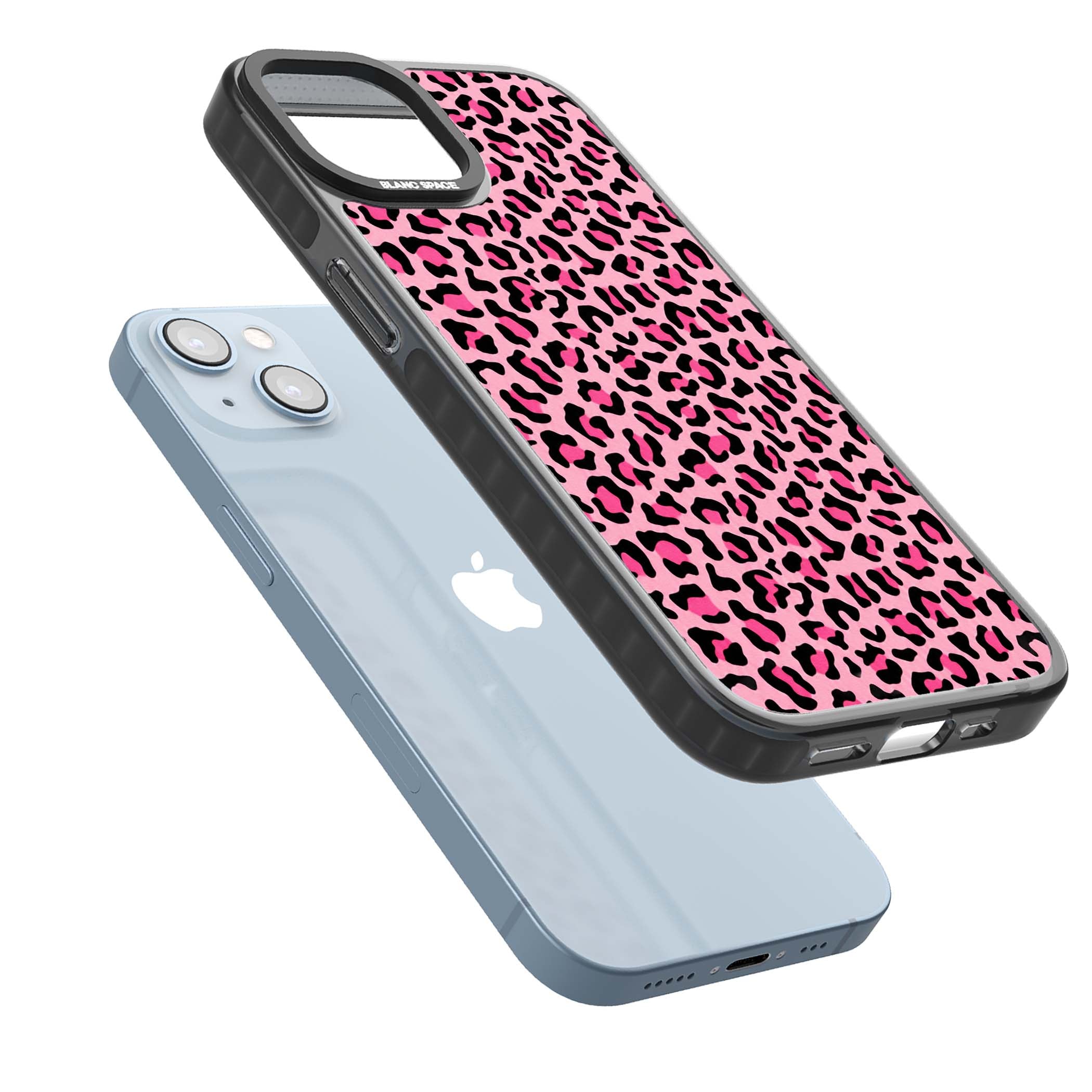 Pink Leopard baddie iPhone case | Black Impact case for iPhone 13, iPhone 14, iPhone 15