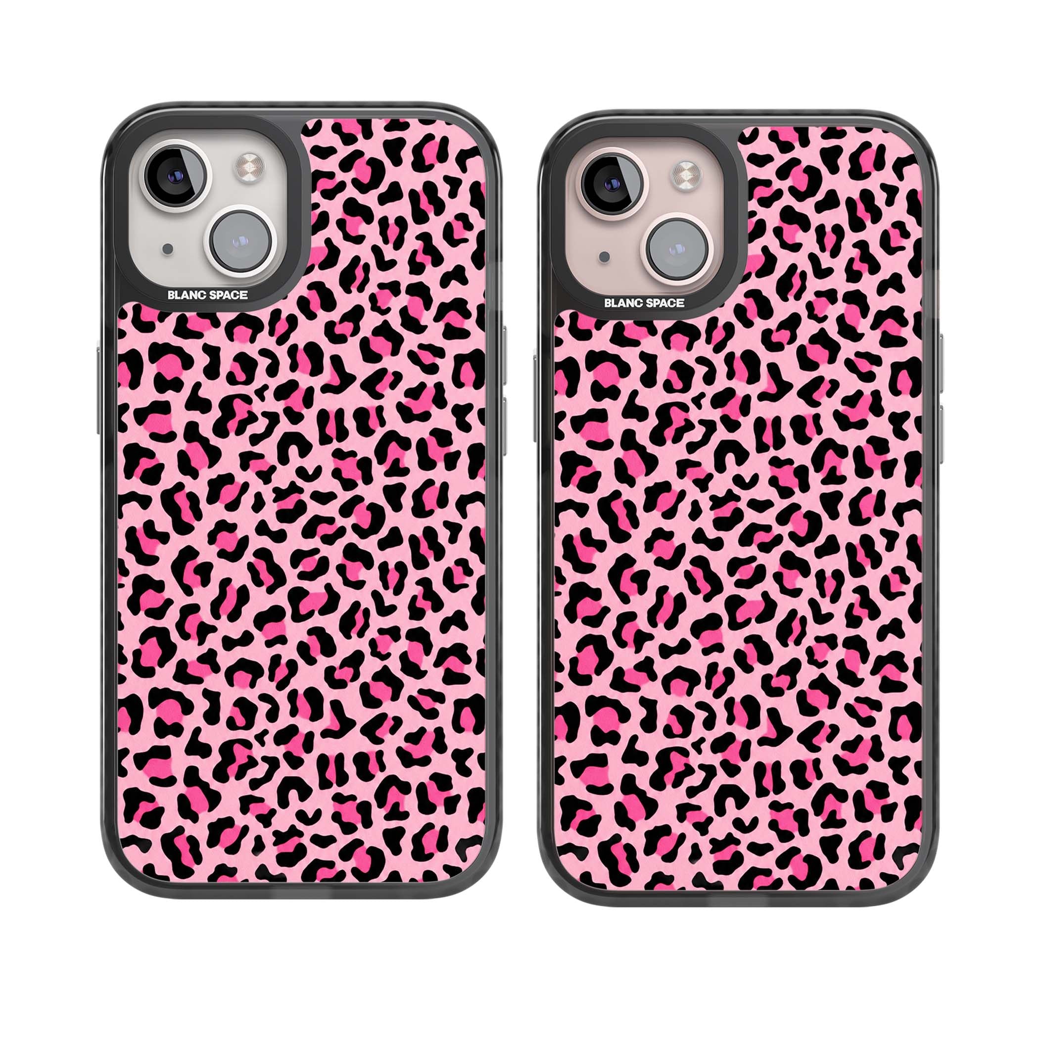 Pink Leopard baddie iPhone case | Black Impact case for iPhone 13, iPhone 14, iPhone 15
