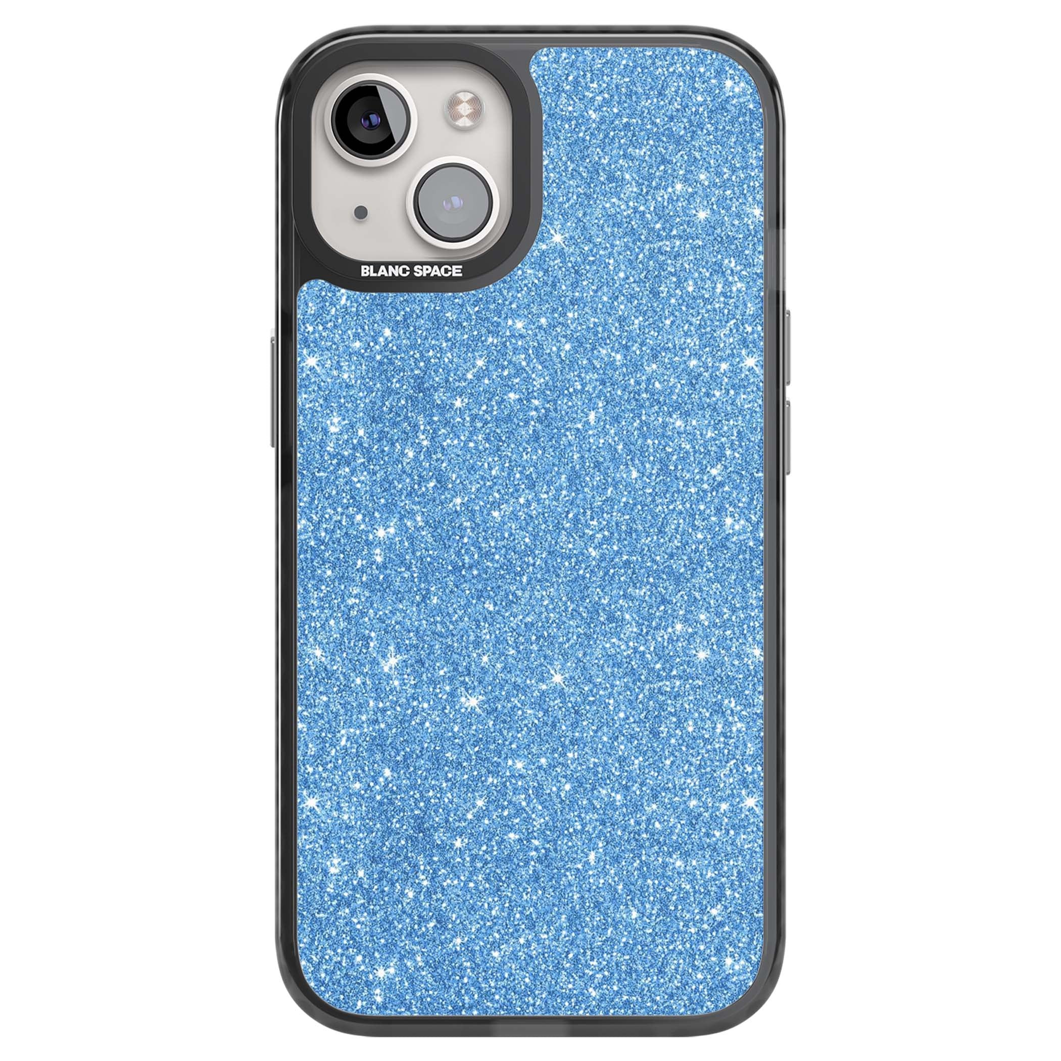 Blue Glitter blue glitter iPhone case featuring dense sparkling cerulean glitter with a glamorous shimmering finish | Black Impact case for iPhone 13, iPhone 14, iPhone 15
